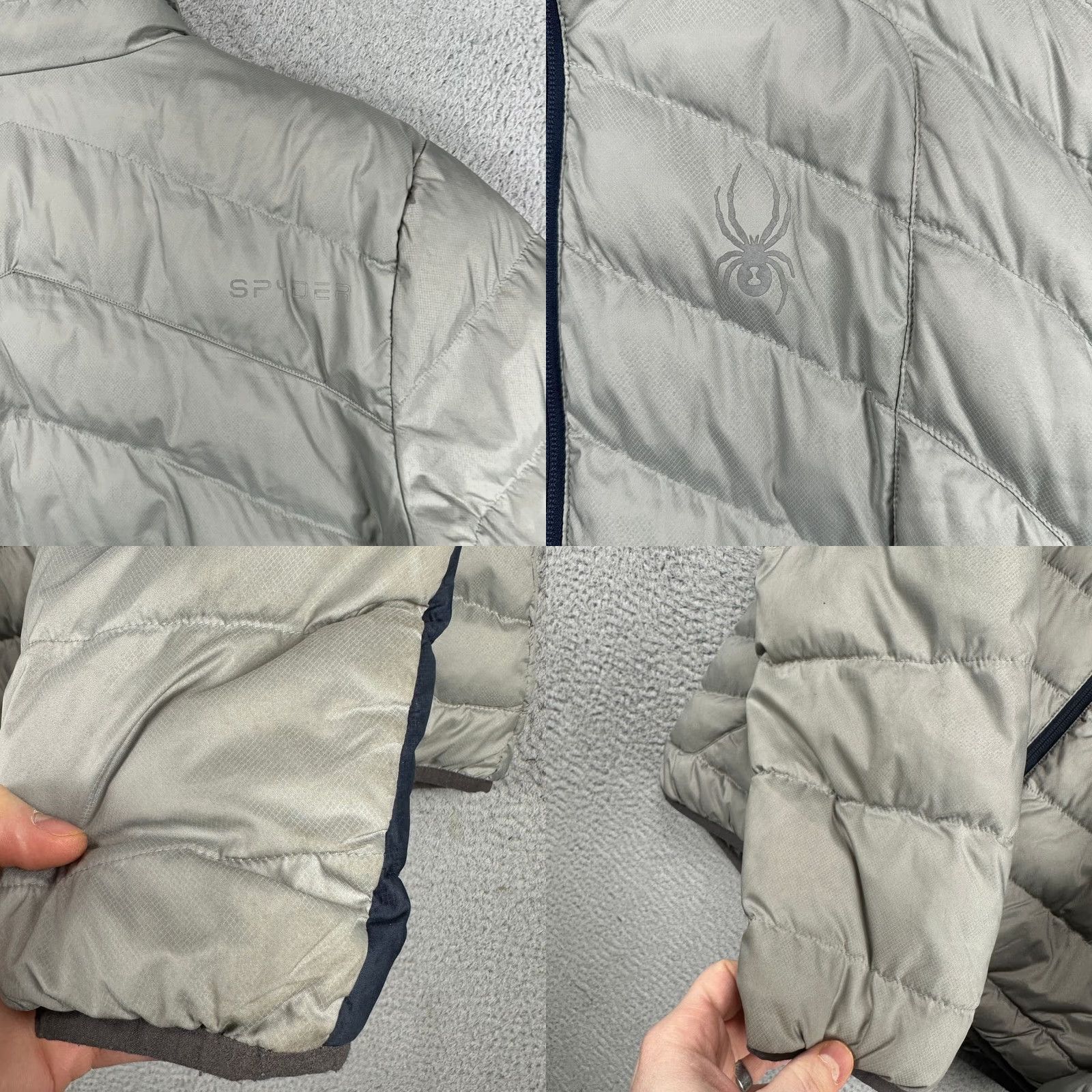 Spyder Spyder Puffer Jacket Mens Medium Silver Grey Blue Full Zip Pockets Quilted Winter Outdoor Jacket Size US M / EU 48-50 / 2 - 8 Thumbnail