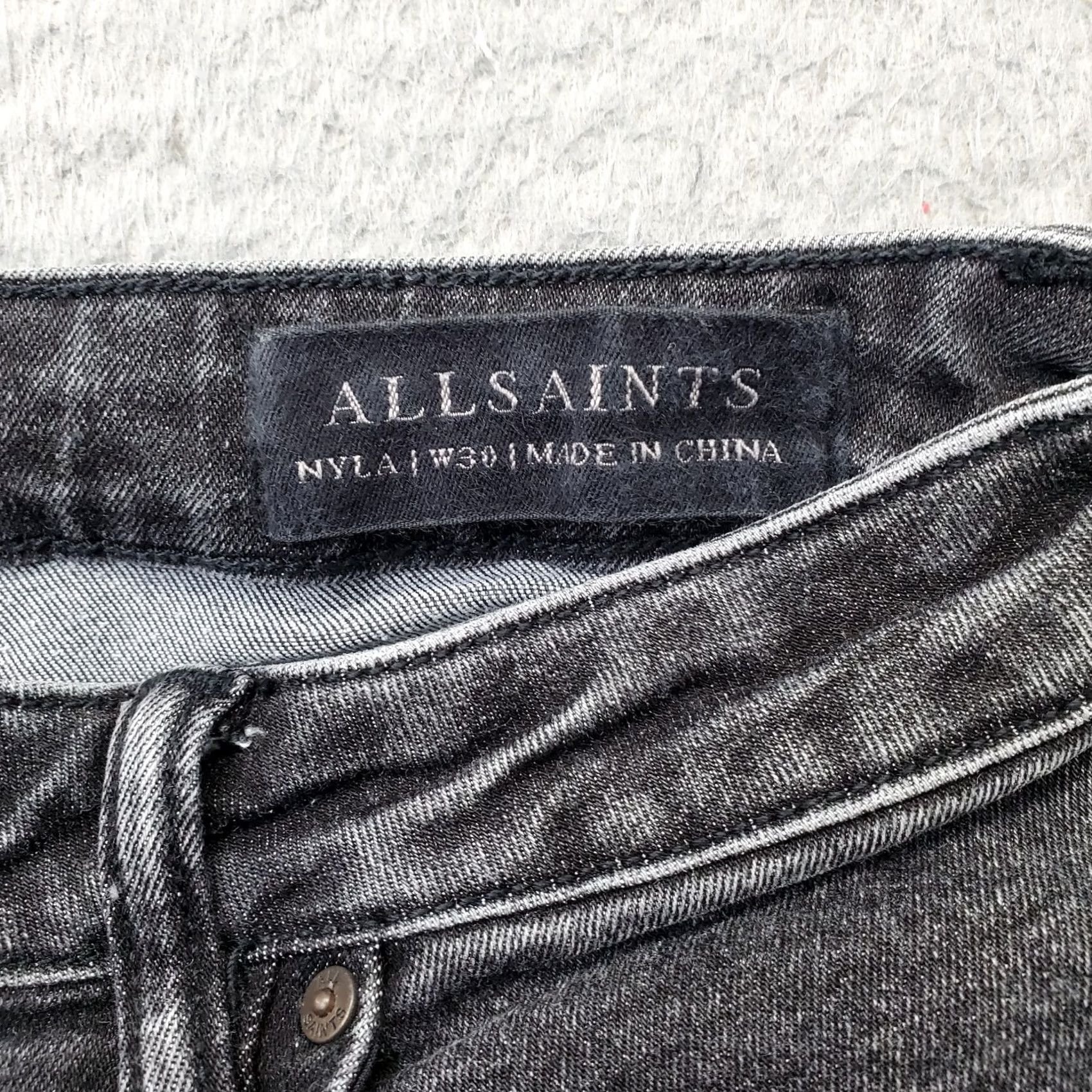 Allsaints AllSaints Jeans Womens 30 Black Denim 5-Pocket Dark Wash Comfort Skinny Leg Size 30" / US 8 / IT 44 - 7 Thumbnail