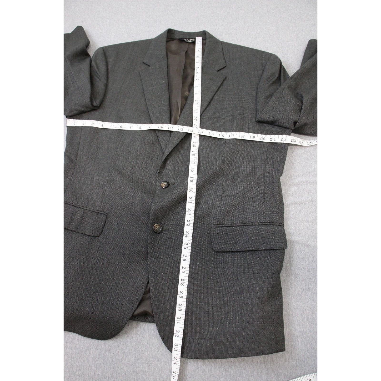 Jos. A. Bank Jos. A. Bank Blazer Mens 44R Gray 100% Wool Long Sleeve Size 44R - 7 Thumbnail