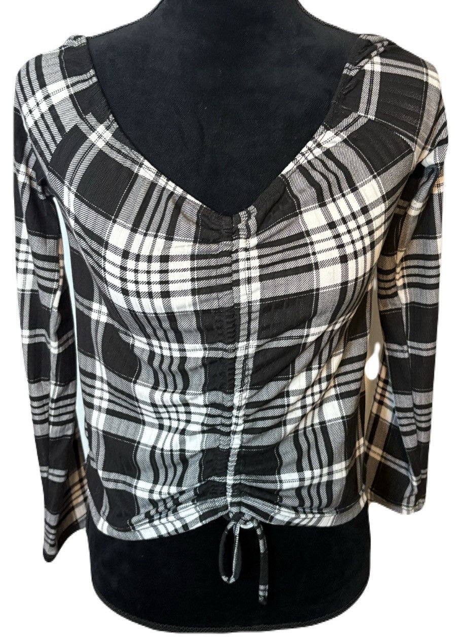 rue21 (Rue 21) Plaid CinchOff the Shoulder Long Sleeve: Size Large Size L / US 10 / IT 46 - 1 Thumbnail