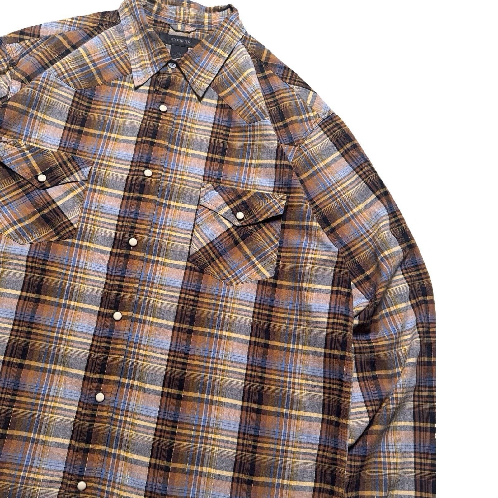 Express Vintage Y2K Express Pearl Snap Long Sleeve Button Shirt Size US XL / EU 56 / 4 - 2 Thumbnail
