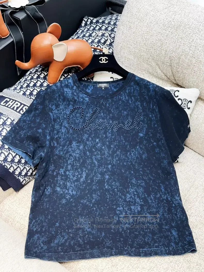 Chanel 20S spring and summer dark blue letter embroidery s