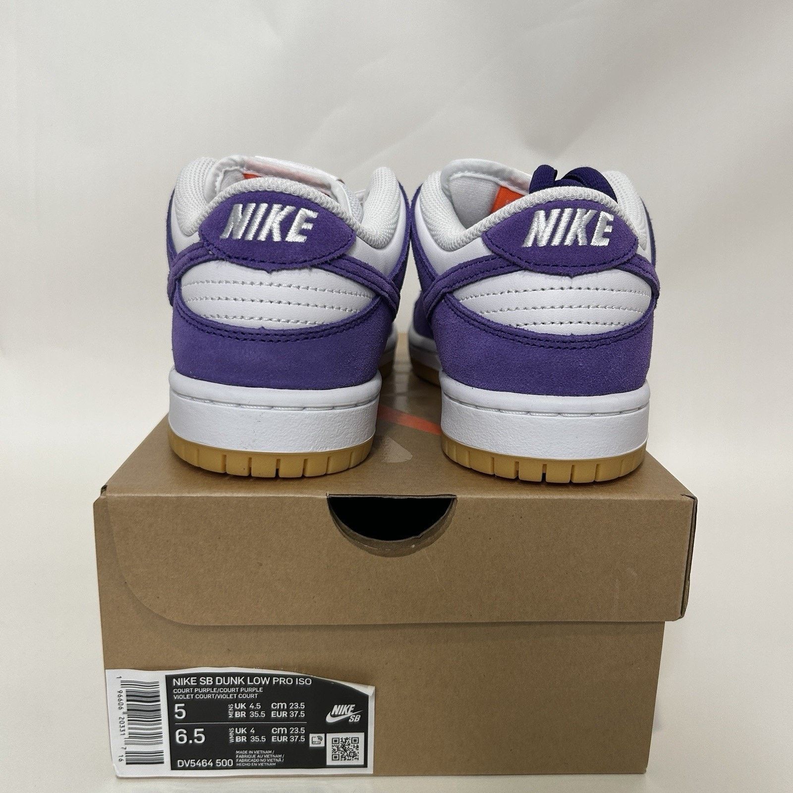 Nike Nike SB Dunk Low Pro ISO Orange Label “Court Purple Gum” Size US 5 / EU 37 - 3 Thumbnail