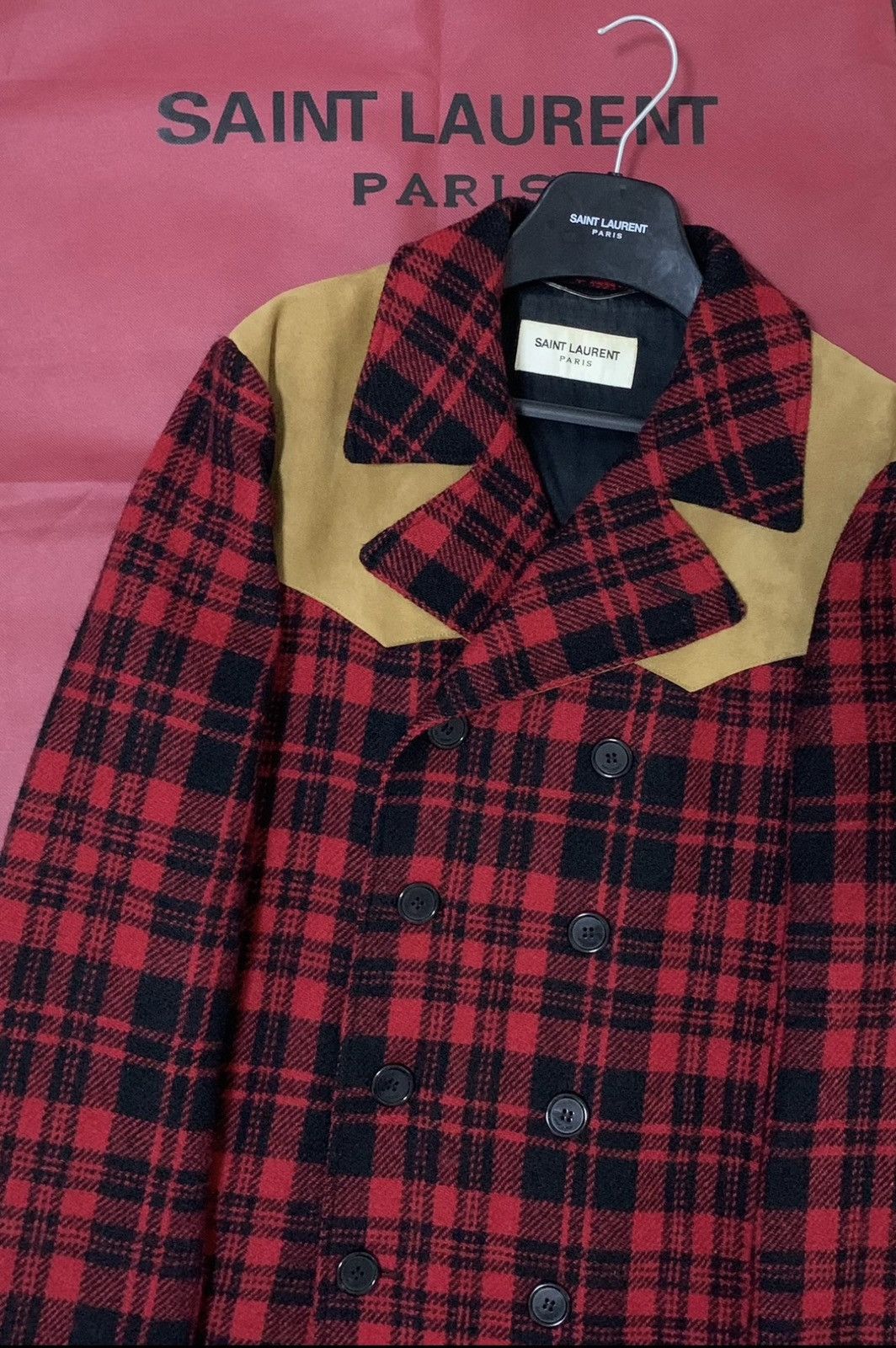 Saint Laurent Paris Saint Laurent 2014 Plaid red coat Size US M / EU 48-50 / 2 - 5 Thumbnail