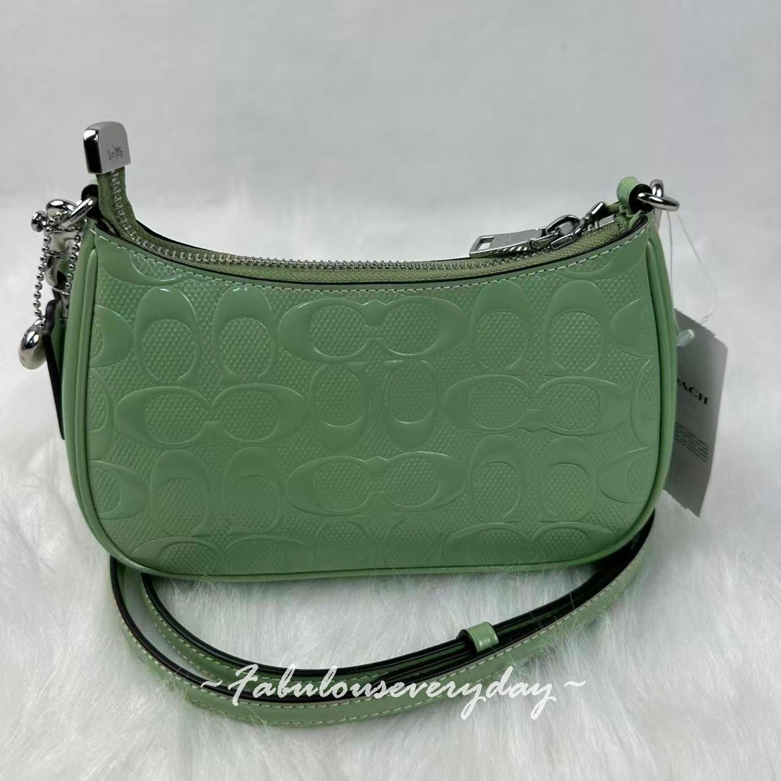 Coach Coach Teri Mini Crossbody Sig Leather Heart Charm Pale Green Size ONE SIZE - 4 Thumbnail
