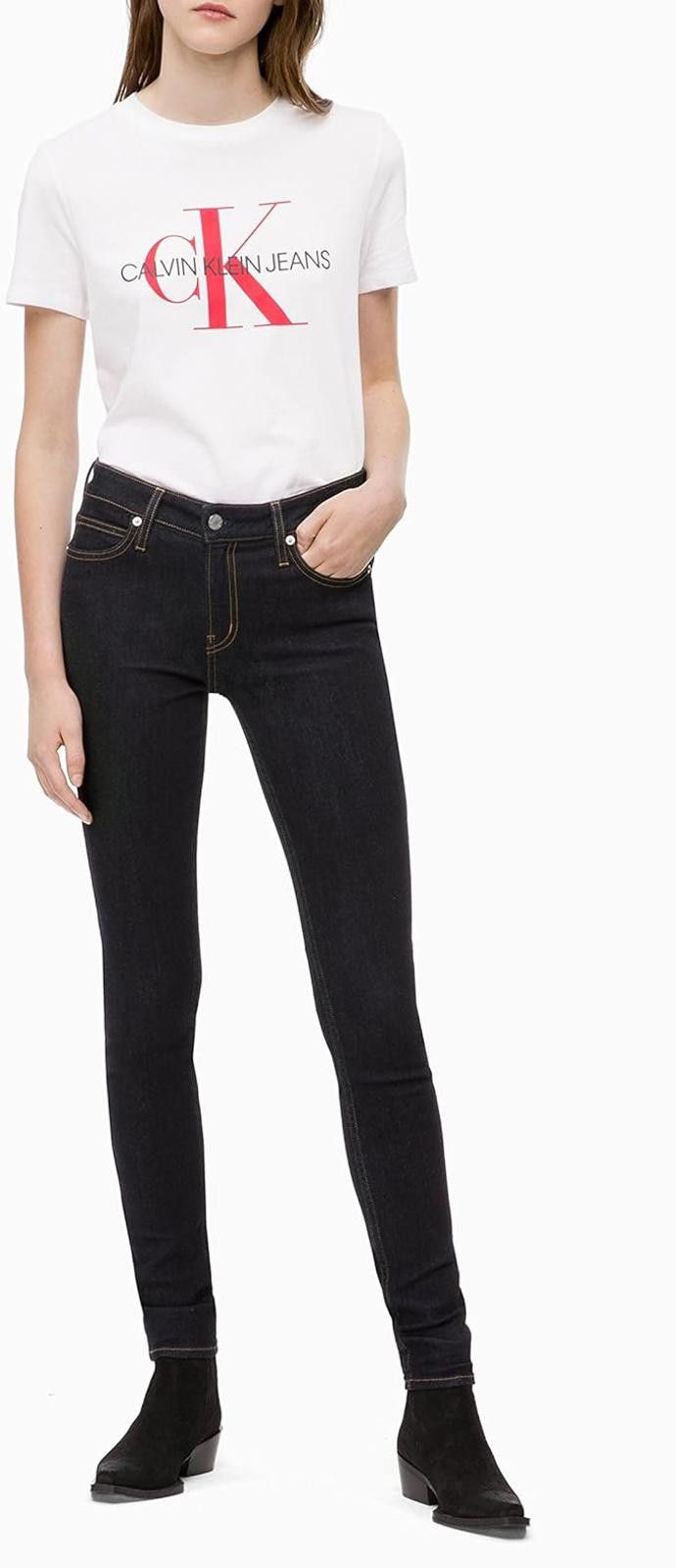 Calvin Klein Calvin Klein Women's Mid Rise Skinny Fit Jeans-Dark Wash-27" Size 27" / US 4 / IT 40 - 1 Thumbnail