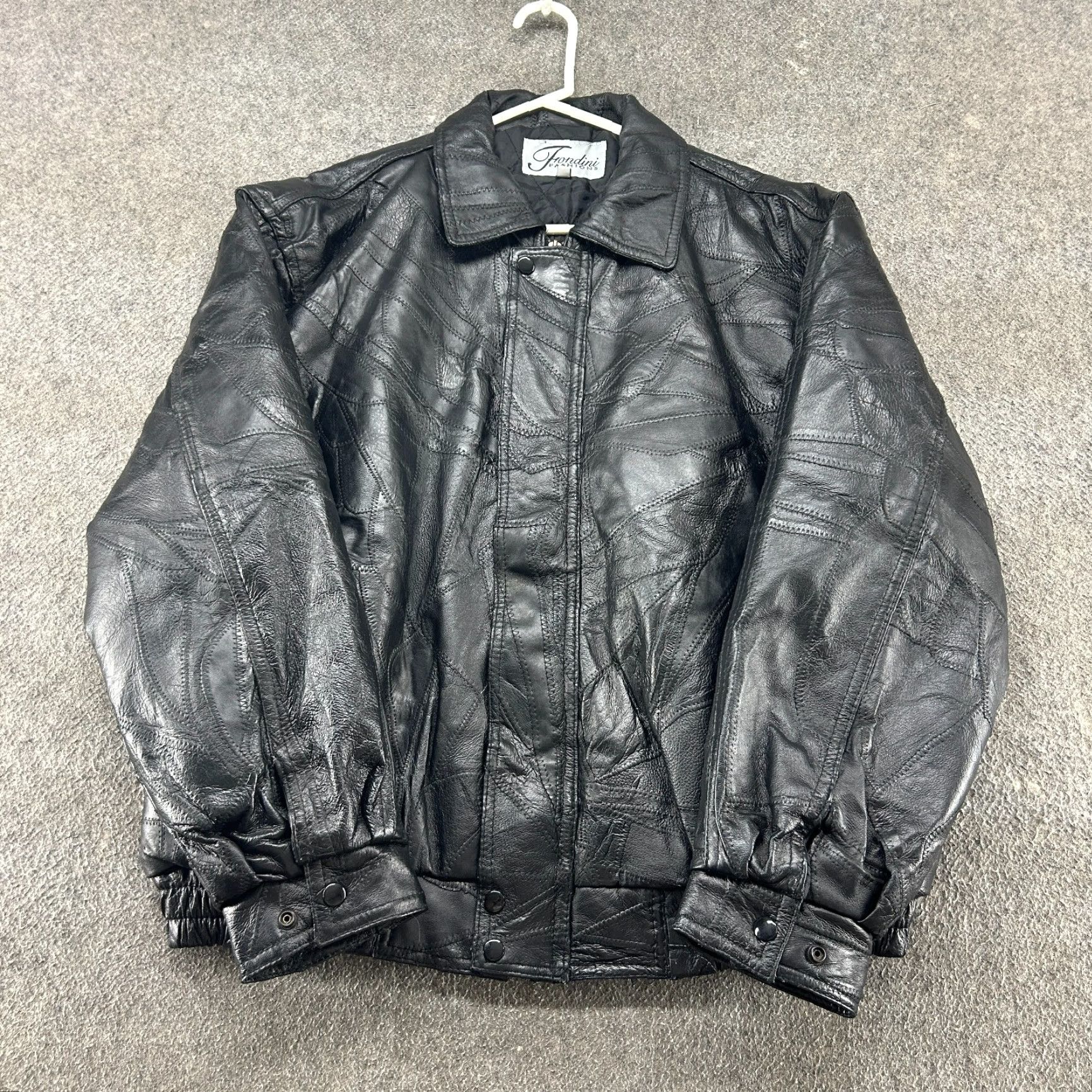 Vintage VINTAGE Fondini Fashions Jacket Mens XL Black Bomber Leather Patchwork Size US XL / EU 56 / 4 - 2 Thumbnail