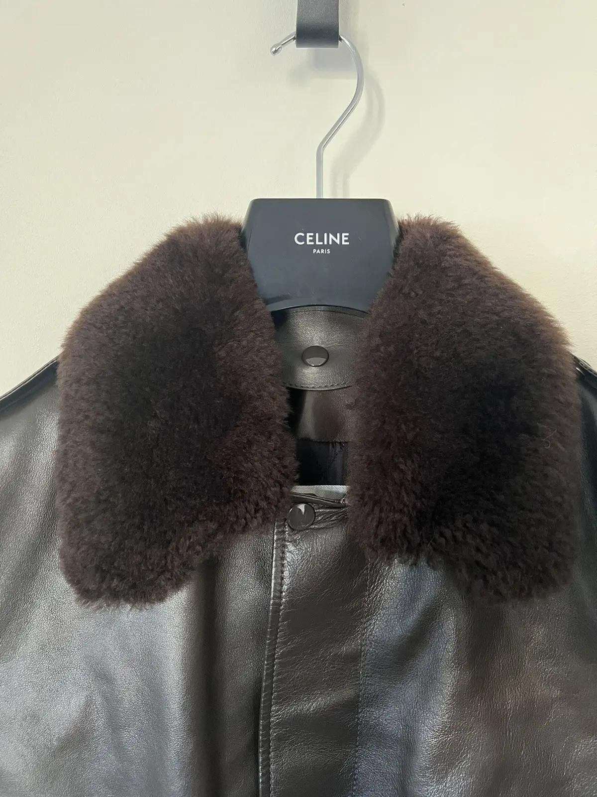 Celine × Hedi Slimane Celine × Hedi Slimane Shearling Collar Leather Jacket Size US M / EU 48-50 / 2 - 2 Thumbnail