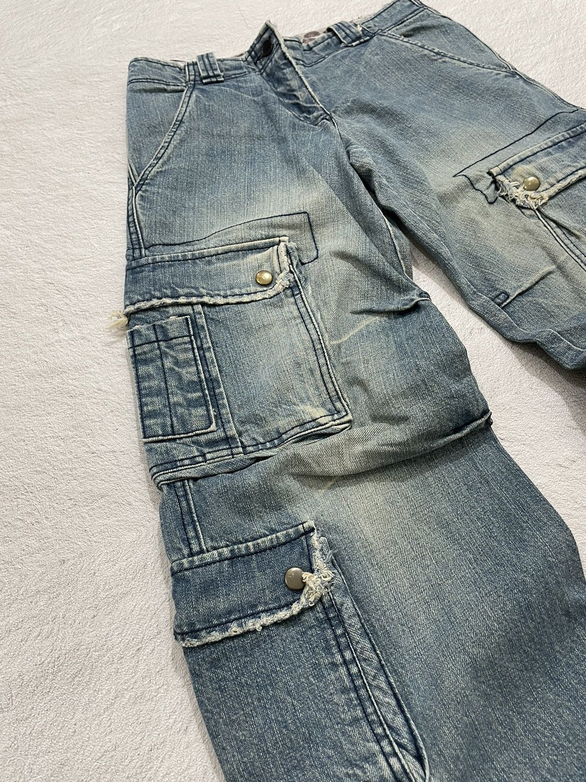 Kapital 2000s Cargo Multi Pocket Faded Baggy Jeans y2k Style Size US 28 / EU 44 - 2 Thumbnail