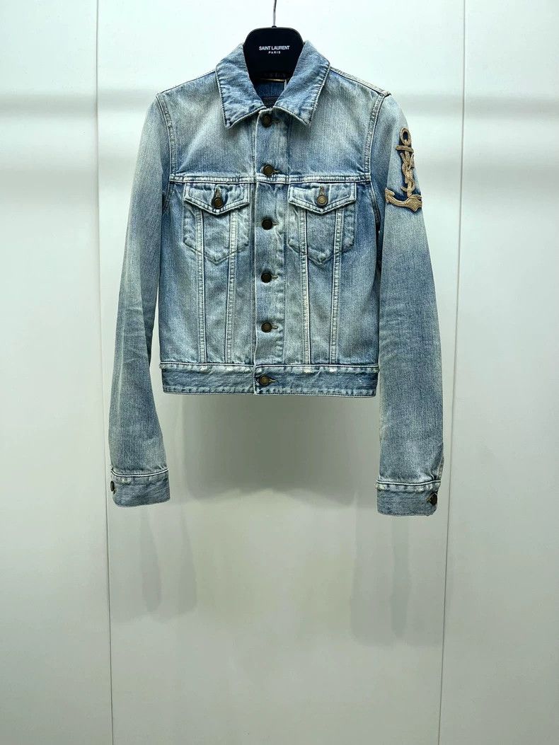 Saint Laurent Denim Jacket with Anchor Emblem
