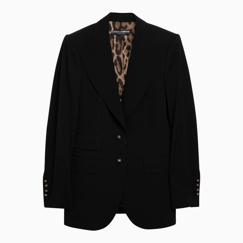 image of Dolce Gabbana Dolce&gabbana Turlington Single-Breasted Black Wool Jacket, Women's (Size Small)