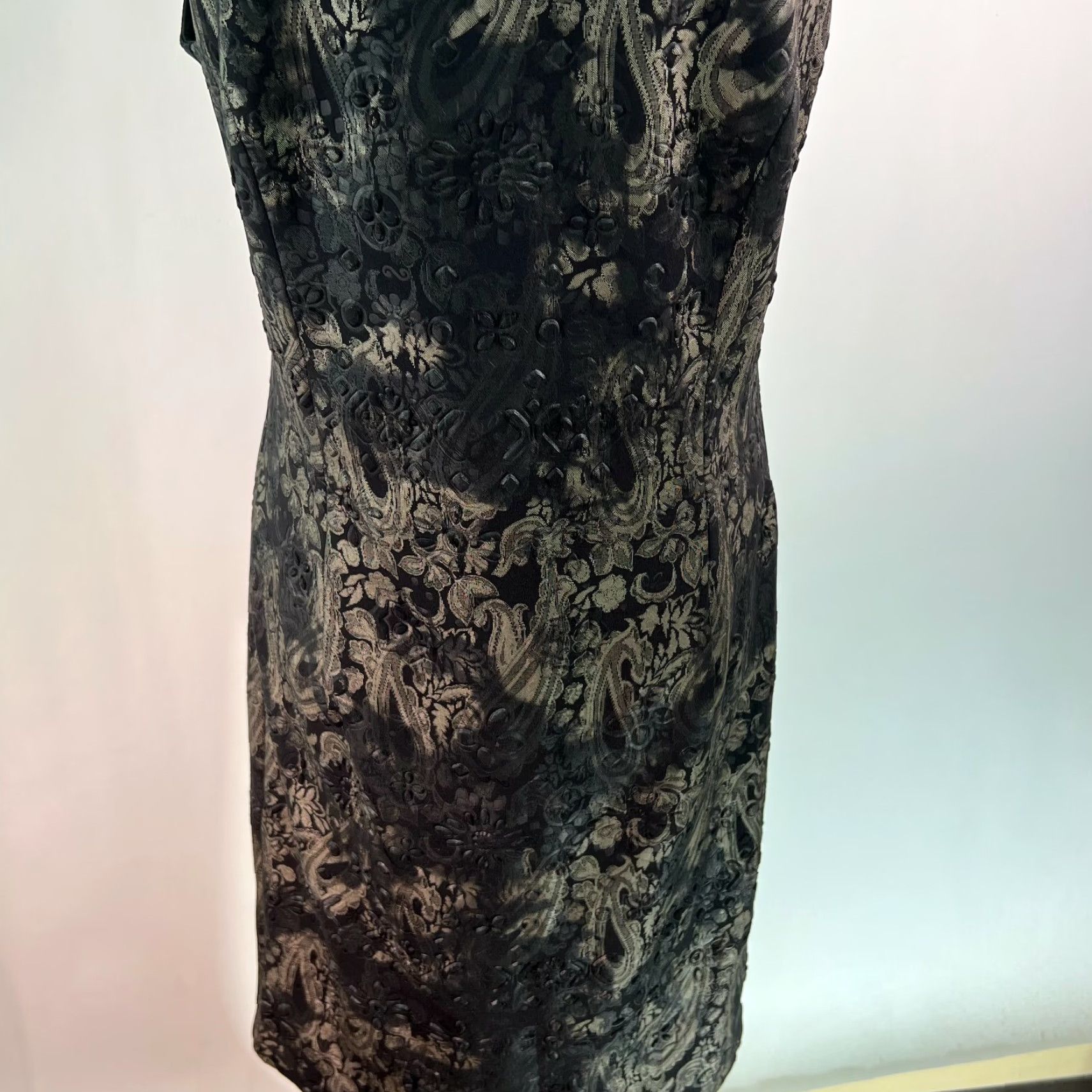 Vintage Tribal Black Midi Dress Womens Paisley Print Boat Neck Sleeveless Stretch 95% Polyester 5% Spandex M Size M / US 6-8 / IT 42-44 - 6 Thumbnail