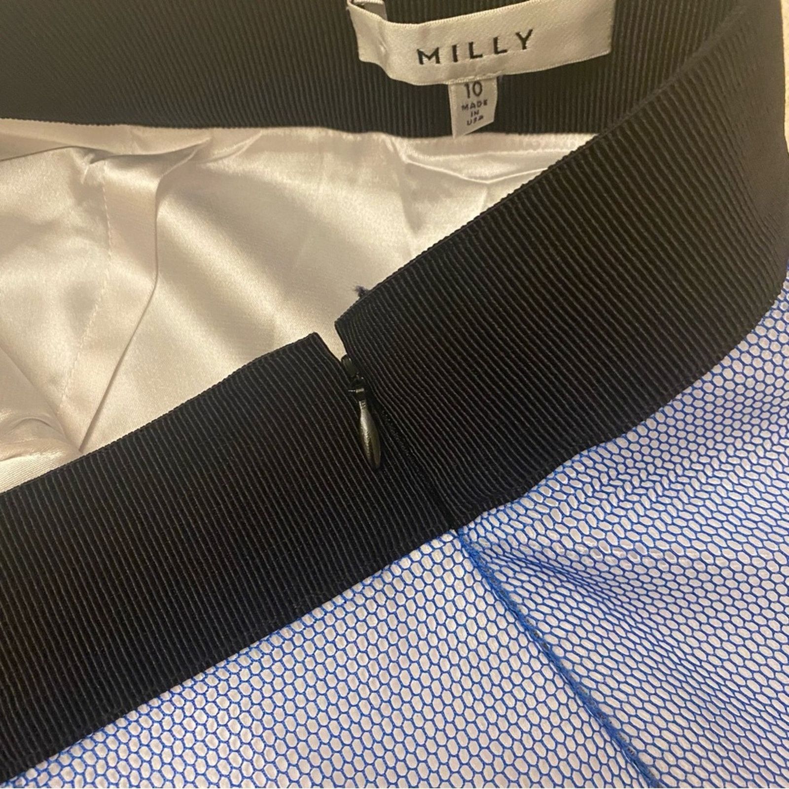 MILLY Milly Blue Midi Pencil Skirt sz 10 Milly Midi Net Skirt Size 32" / US 10 / IT 46 - 6 Thumbnail