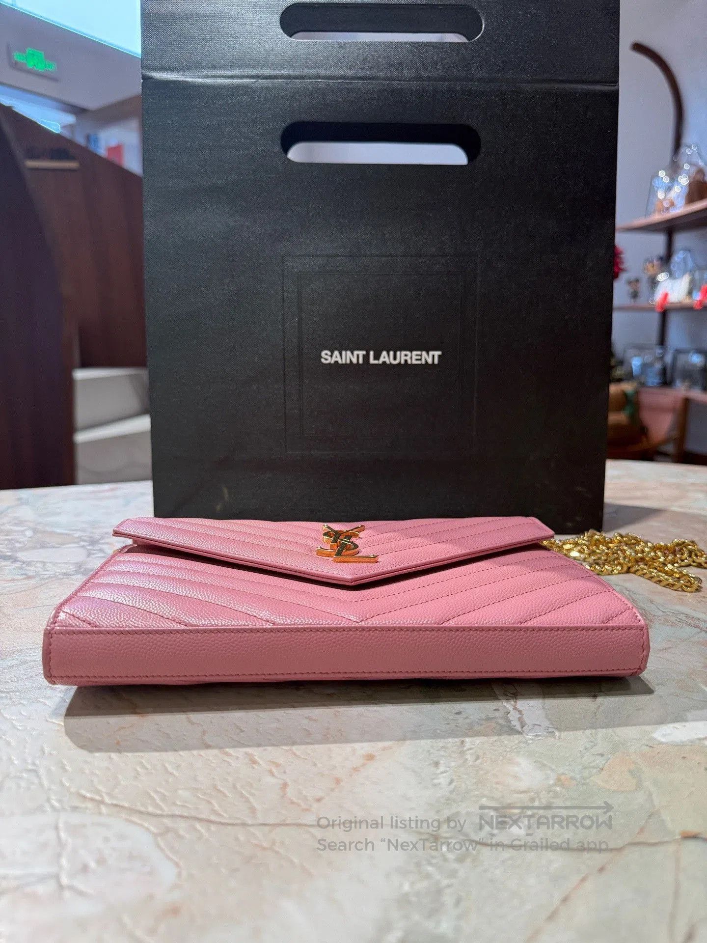 Yves Saint Laurent YSL Pink Gold Envelope Bag. Size ONE SIZE - 5 Thumbnail
