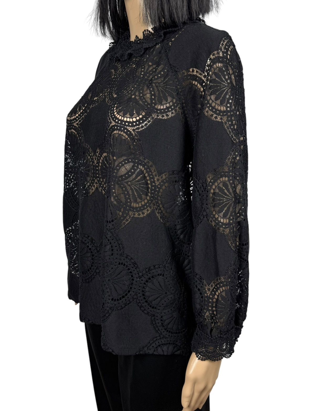 Sezane Sezane Lace Pattern Mock Neck Blouse Cotton size 44 Size L / US 10 / IT 46 - 6 Thumbnail