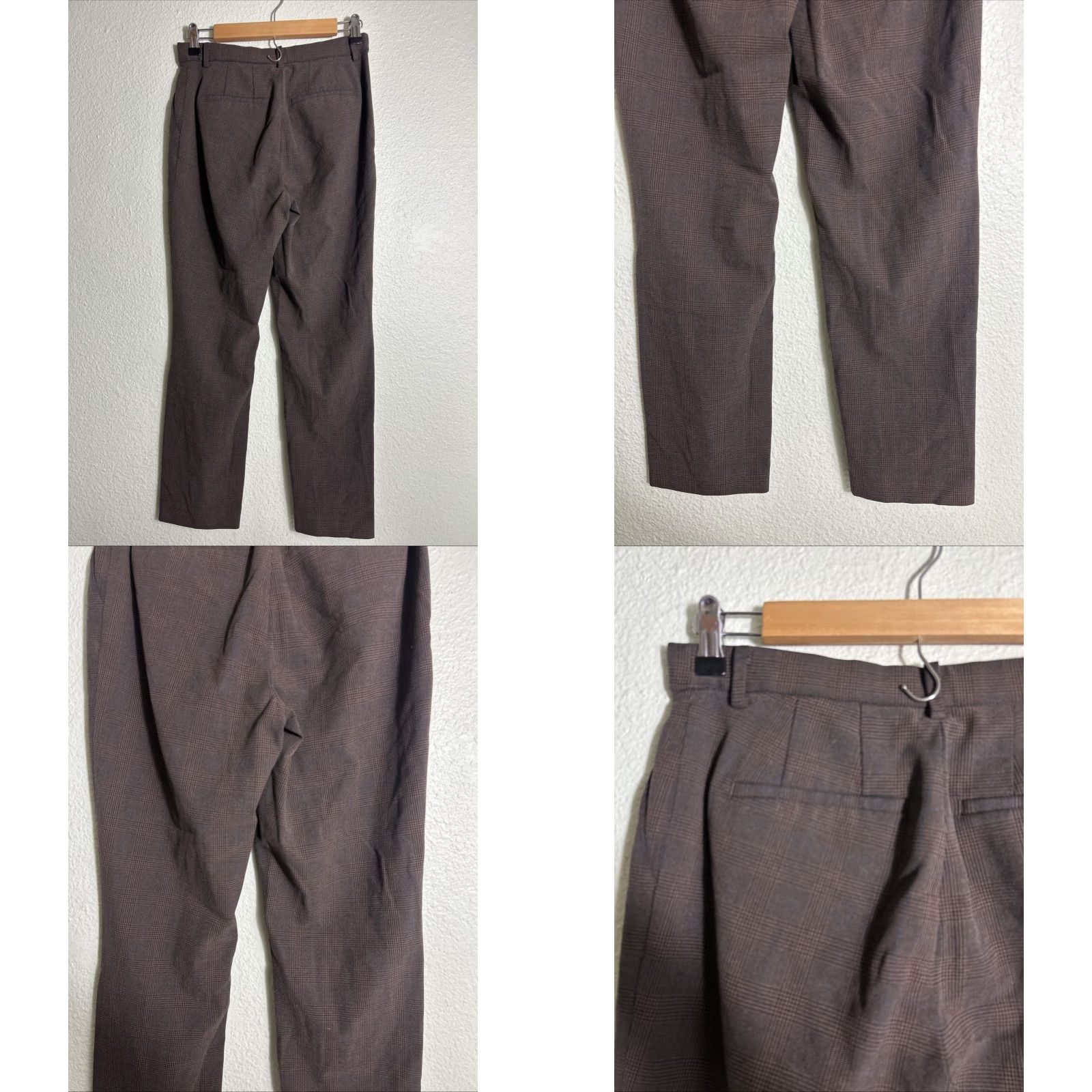Uniqlo VINTAGE Uniqlo Women's Small Brown Plaid Dress Pants Polyester 27x27 Size 28" / US 6 / IT 42 - 8 Thumbnail