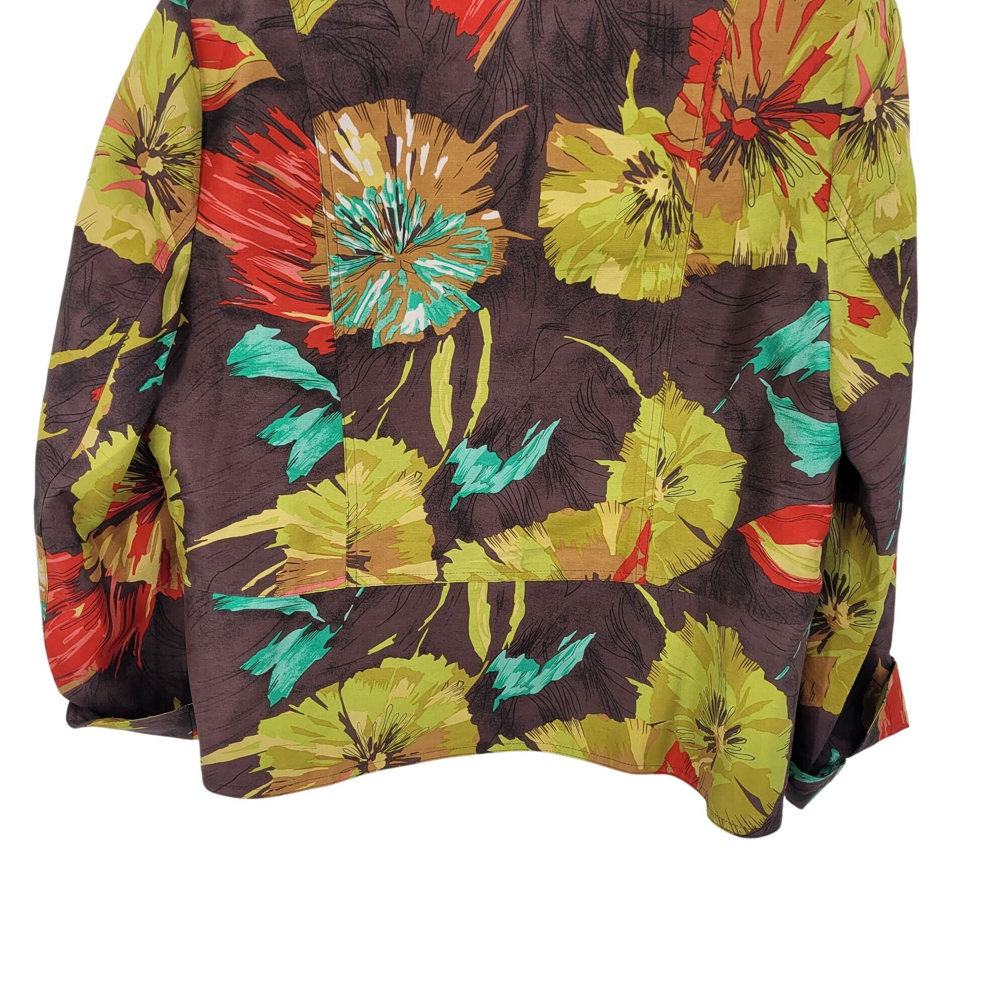 Vintage Vtg Womens Petites Silk Fall Floral Open Front Jacket Sz PL Size L / US 10 / IT 46 - 8 Thumbnail
