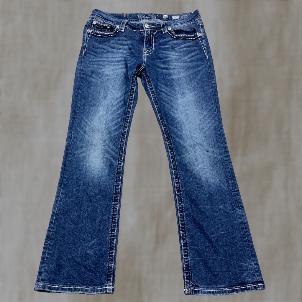 Miss Me Miss Me Women Jeans Bootcut Blue Medium Wash Embellished 30 Size 30" / US 8 / IT 44 - 1 Thumbnail