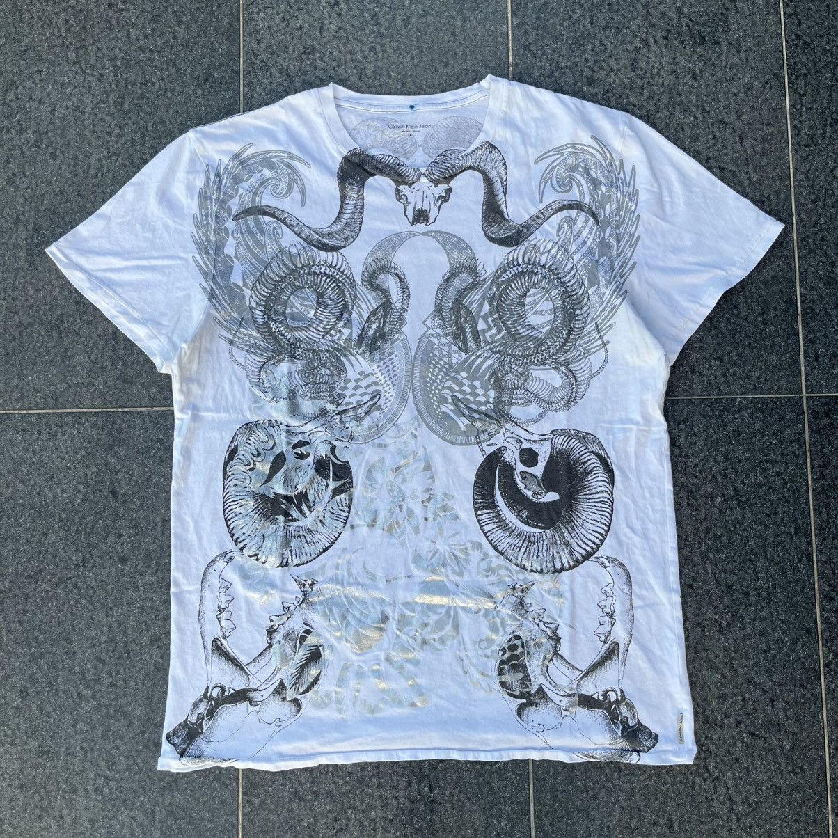 Calvin Klein × If Six Was Nine × Japanese Brand Calvin Klein Jeans Skull Animal White Tee Size US XL / EU 56 / 4 - 1 Thumbnail