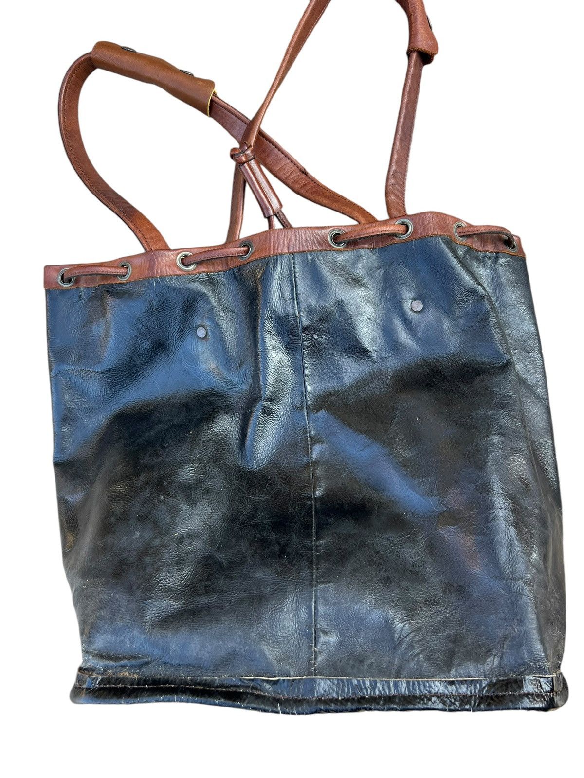 Leather Vintage K. Murata Japan Fade Patina Patchwork Tote Bag Size ONE SIZE - 24 Thumbnail