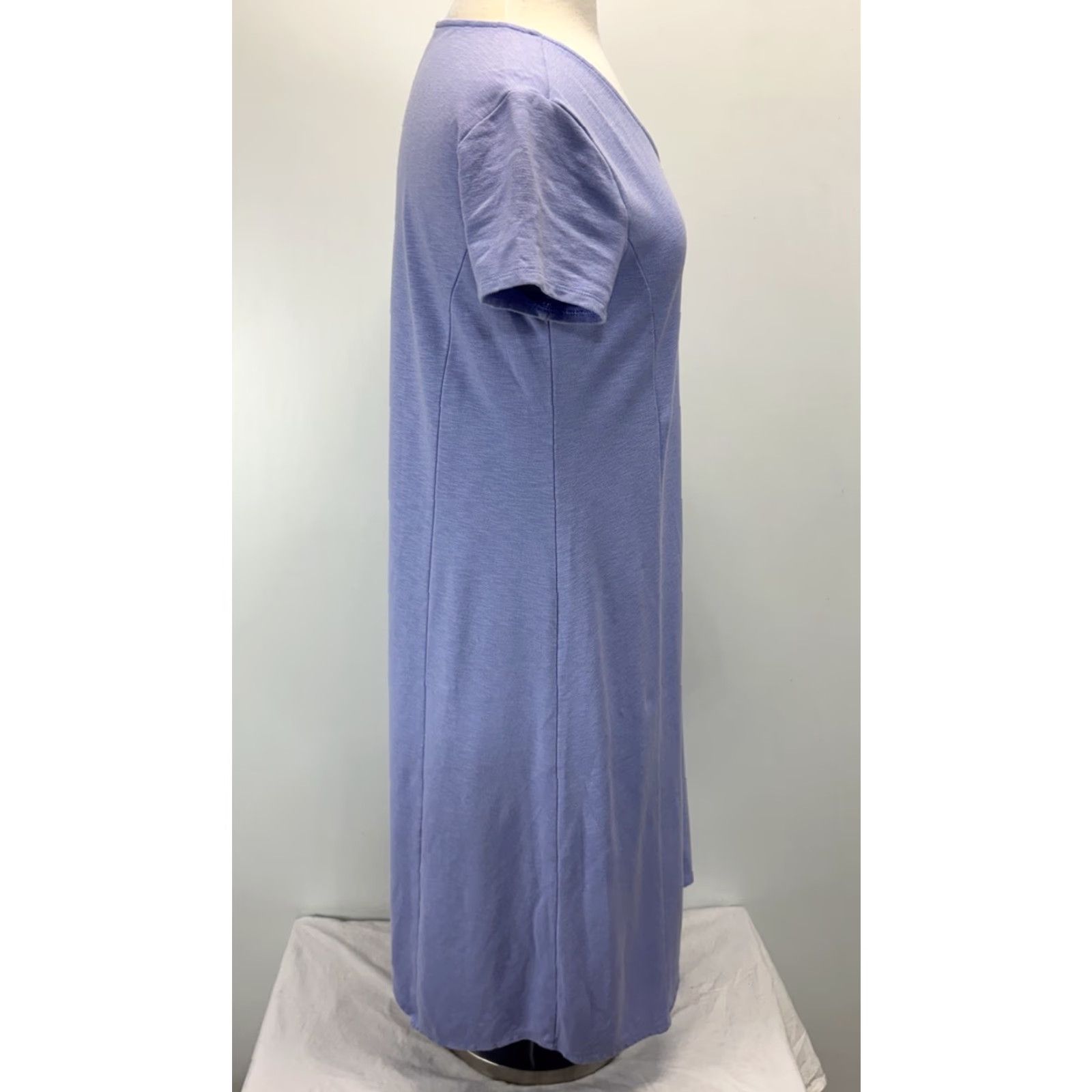 Vintage VINTAGE Chico's Dress Midi Shift Women's Medium Purple Short Sleeve Asymmetric Hem Casual Travel Size 32" / US 10 / IT 46 - 4 Thumbnail