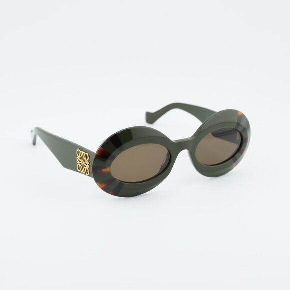 Loewe Loewe LW40091I 96E Sunglasses Havanan/Green Oval Frame Size ONE SIZE - 4 Thumbnail