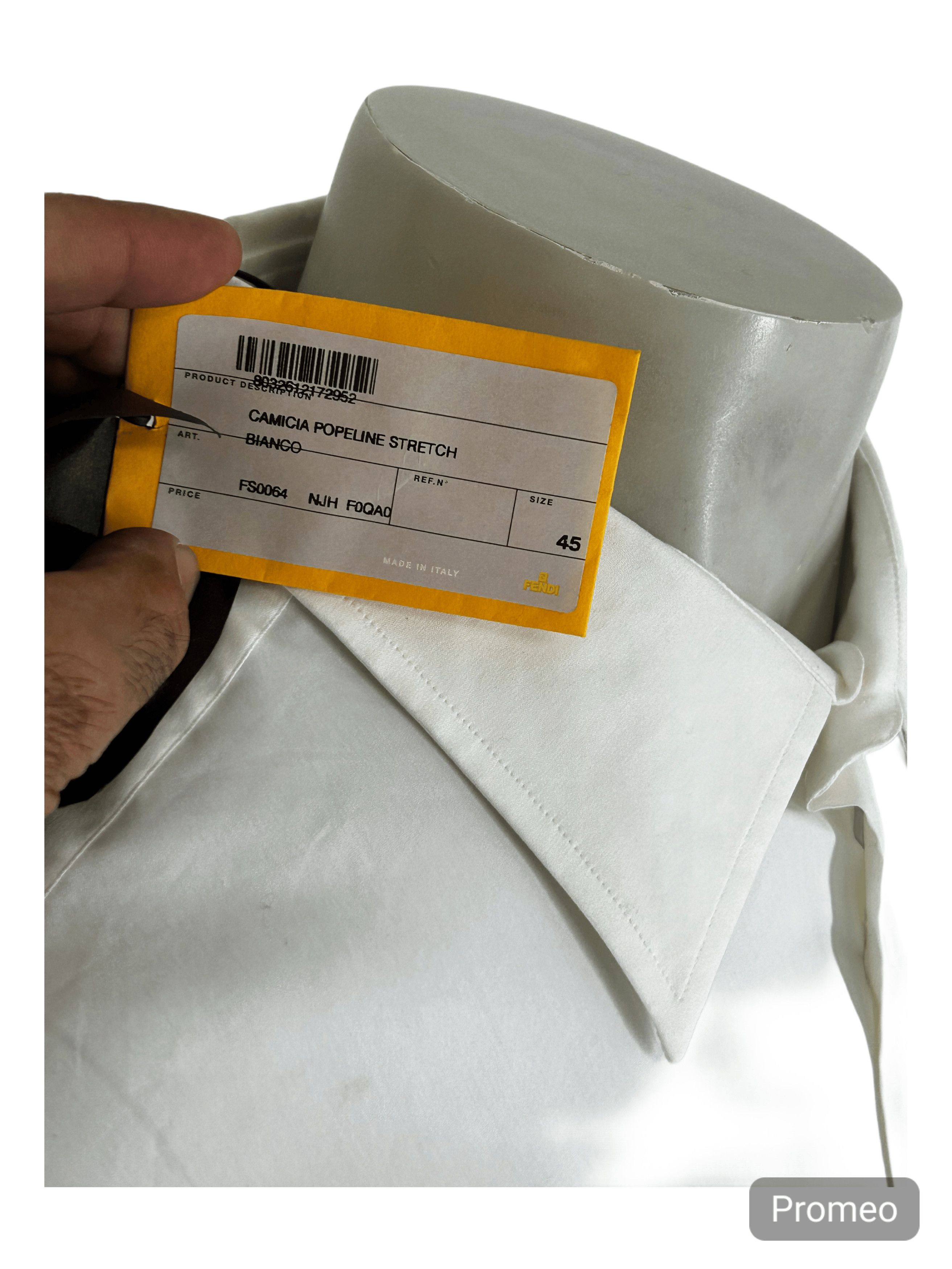 Fendi FENDI WHITE POPELINE COTTON SLIM FIT SHIRT SIZE 45 Size US XXL / EU 58 / 5 - 4 Thumbnail