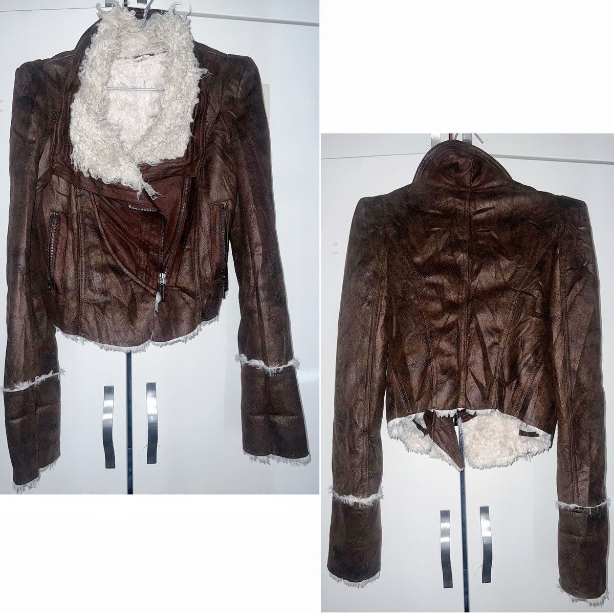 Japanese Brand Vintage brown shearling bike leather jacket 🤎 Size M / US 6-8 / IT 42-44 - 2 Thumbnail