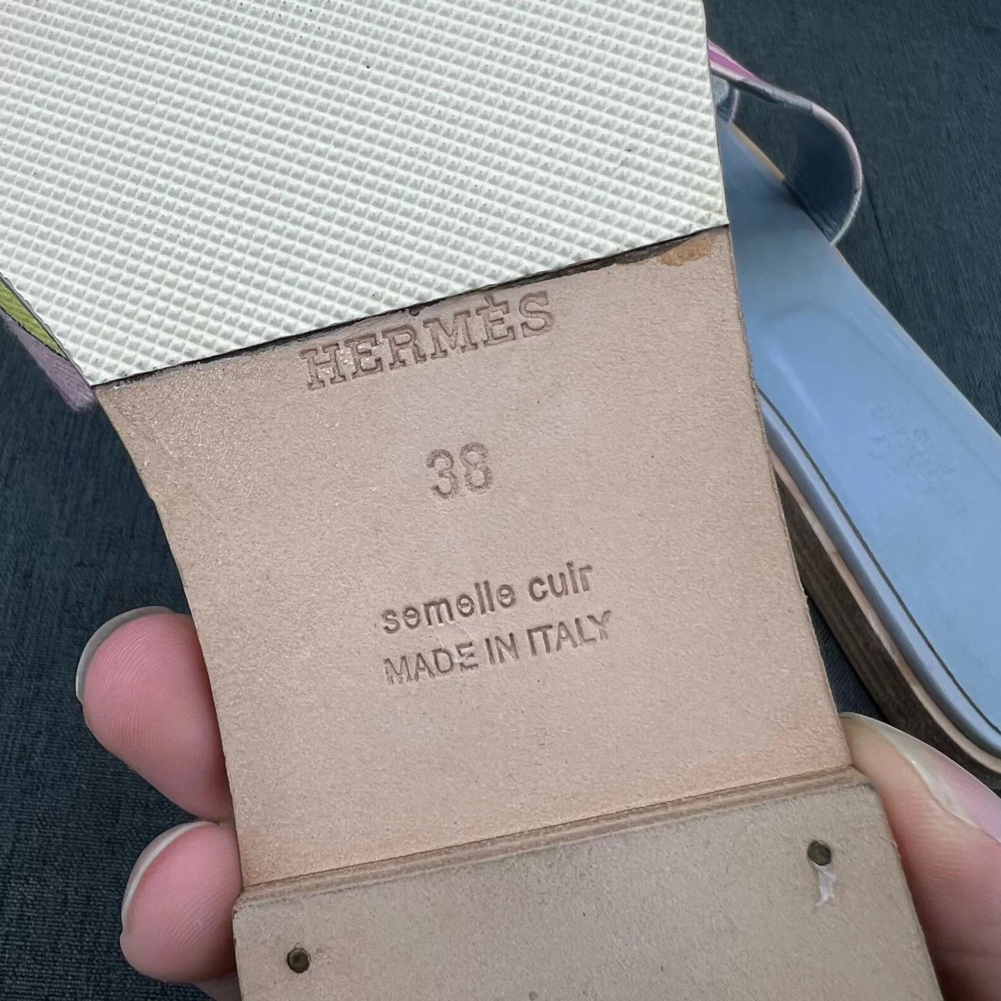 Hermes Hermès SS H Slipper Blue Pink 38 Tried On Box Size US 7.5 / IT 37.5 - 8 Thumbnail