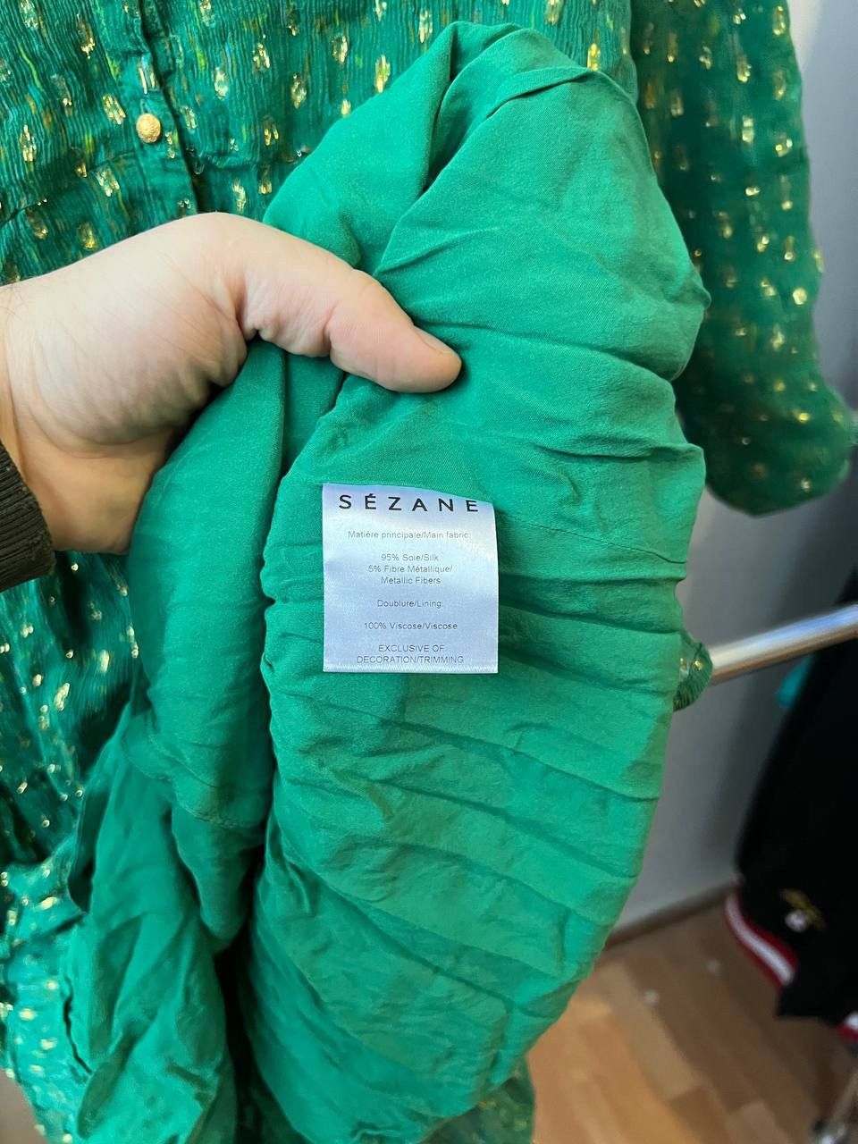 Sezane SEZANE PARIS AVEC AMOUR SILK GREEN GOLD EDITION DRESS SZ 40 Size S / US 4 / IT 40 - 12 Thumbnail