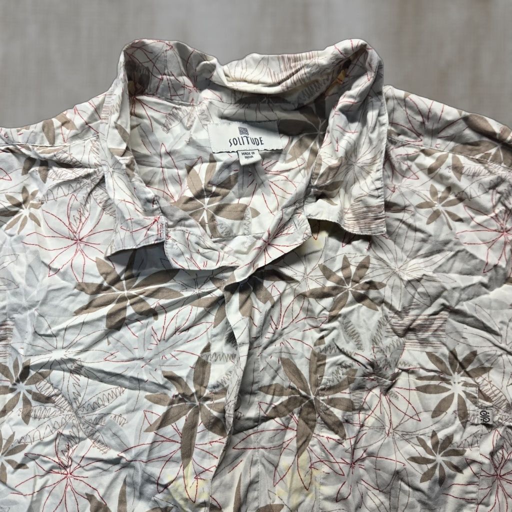 Vintage VINTAGE Solitude Shirt Palm Tree Button-Up Pocket Adult Men XL Beige Hawaiian Shirt Size US XL / EU 56 / 4 - 1 Thumbnail