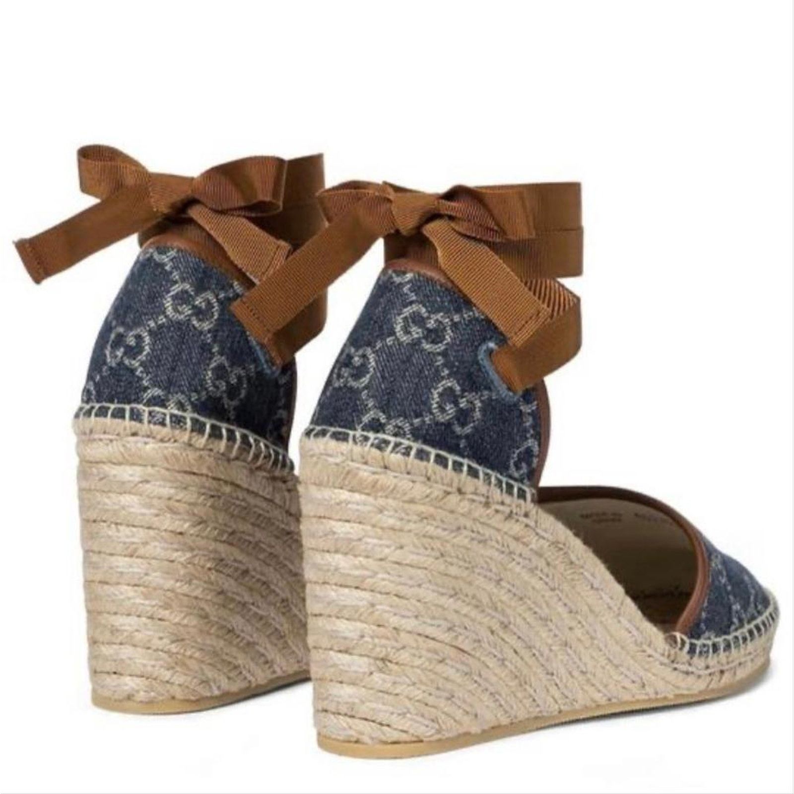 Gucci Pilar GG logo denim espadrilles wedges Size US 10.5 / IT 40.5 - 4 Thumbnail
