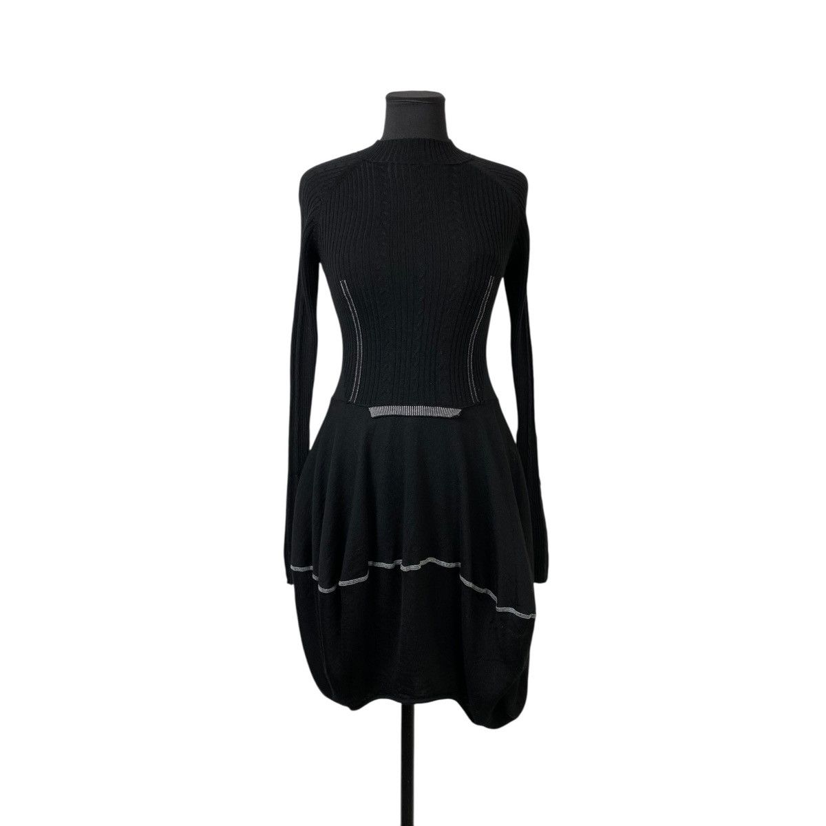 Marithe + Francois Girbaud M+FG Long Sleeve Bodycon Ballon Hem Wool Stars Logo Dress Size M / US 6-8 / IT 42-44 - 2 Thumbnail