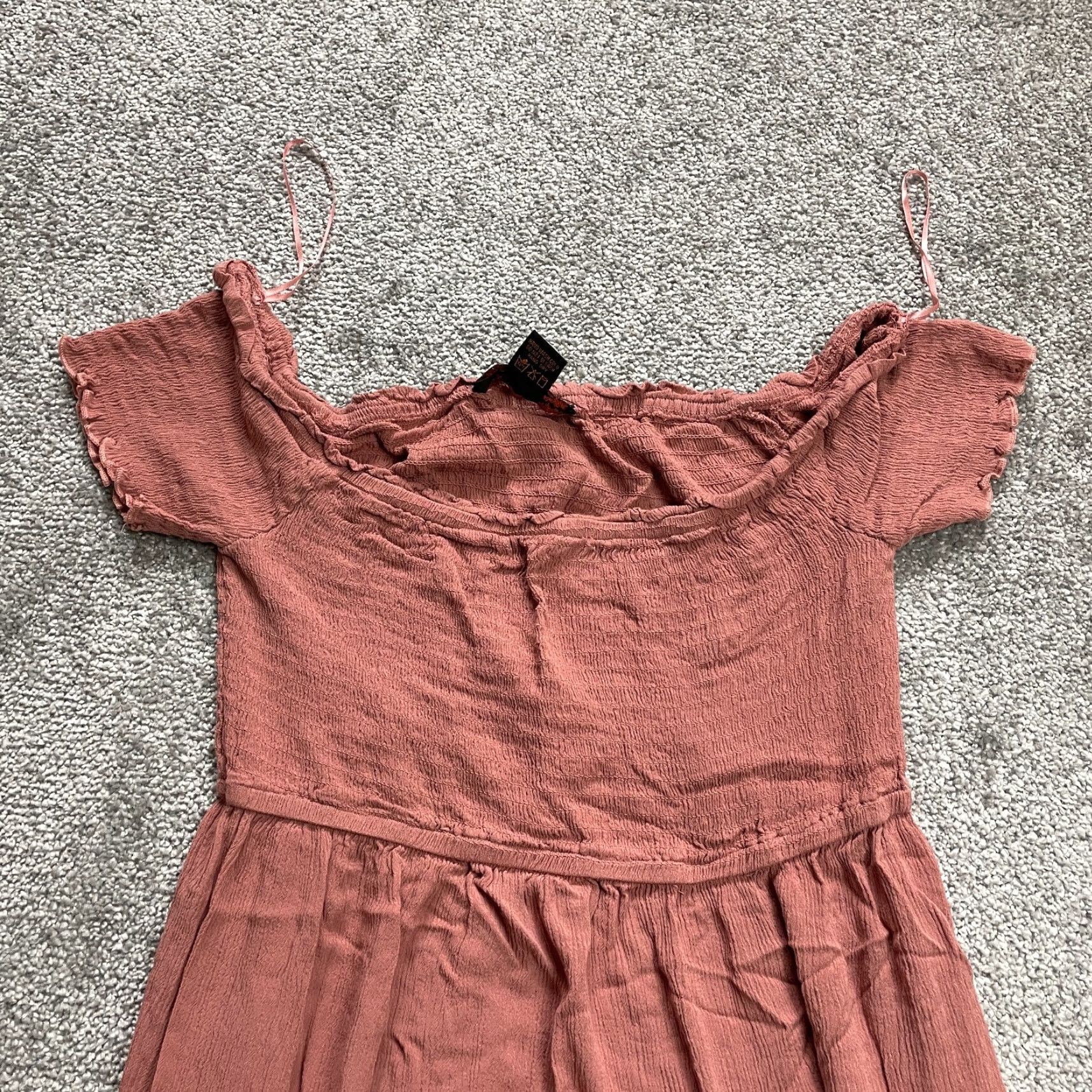 Vintage Coco And Shay Maxi Dress Women L Pink Off Shoulder Smocked Slit Rayon Long Womens Size L / US 10 / IT 46 - 4 Thumbnail