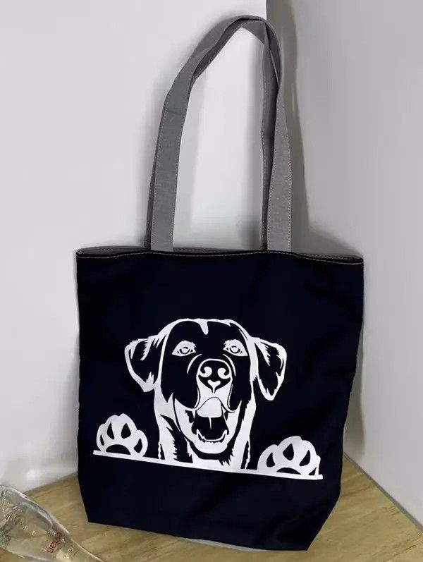 Japanese Brand Fashion y2k cartoon dog print canvas tote bag Size ONE SIZE - 3 Thumbnail