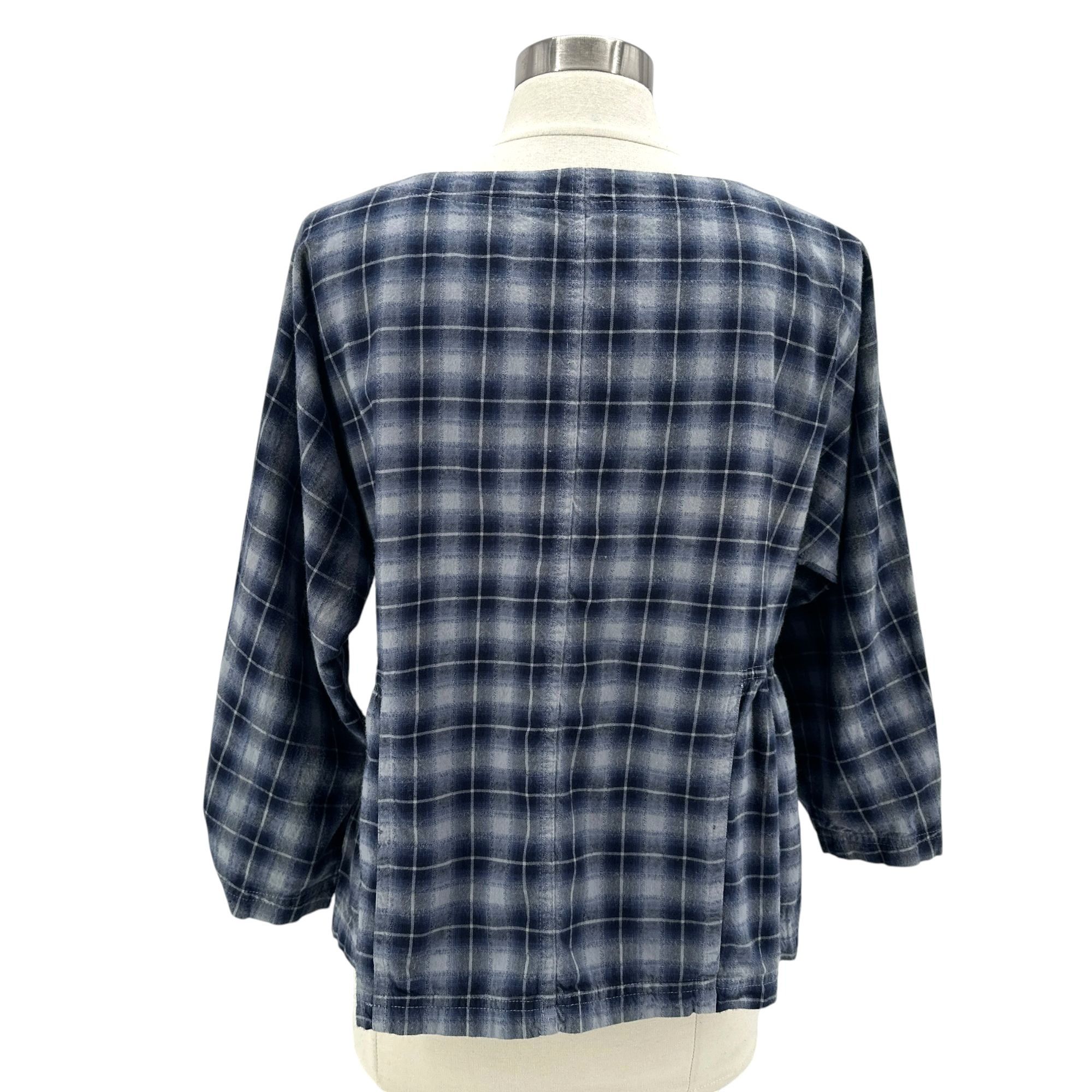 Other Wrap London Womens 8 Top Flannel Plaid Blue Button Sleeves Size M / US 6-8 / IT 42-44 - 5 Thumbnail