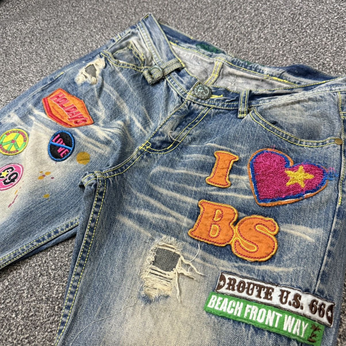 Hysteric Glamour 🔥🇯🇵 Vintage Avant Garde BackStar Paint Patch Denim Size US 33 - 10 Thumbnail