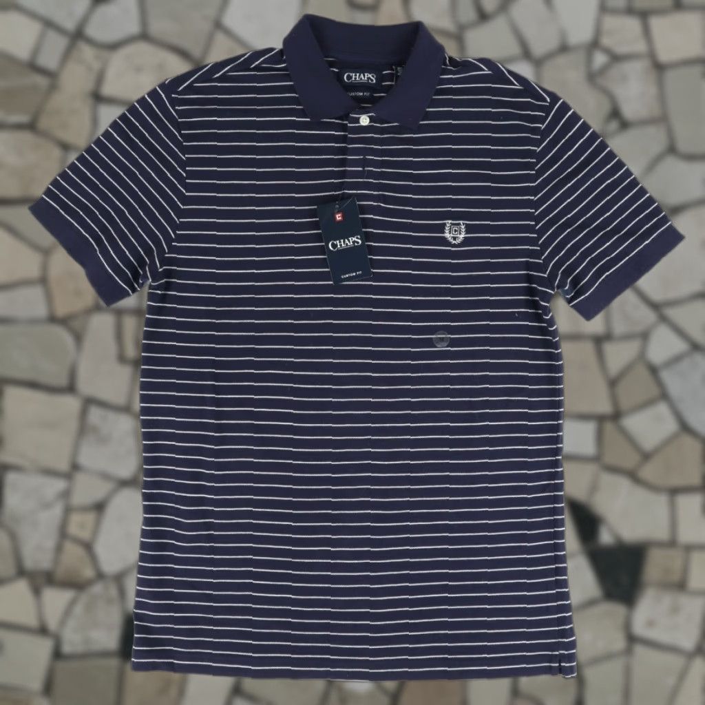 Chaps Chaps Polo Shirt Striped Navy Blue M Men Custom Fit Shirt Size US M / EU 48-50 / 2 - 1 Thumbnail