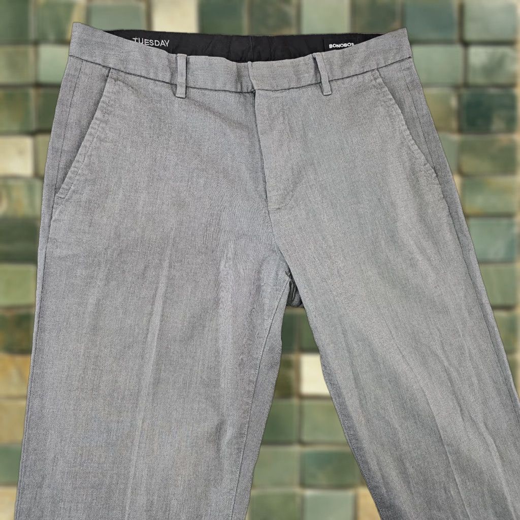 Bonobos Bonobos Tuesday Pants Mens 33x34 Gray Slim Fit Dress Casual Lightweight Workwear Pants Skinner? Size US 33 - 1 Thumbnail