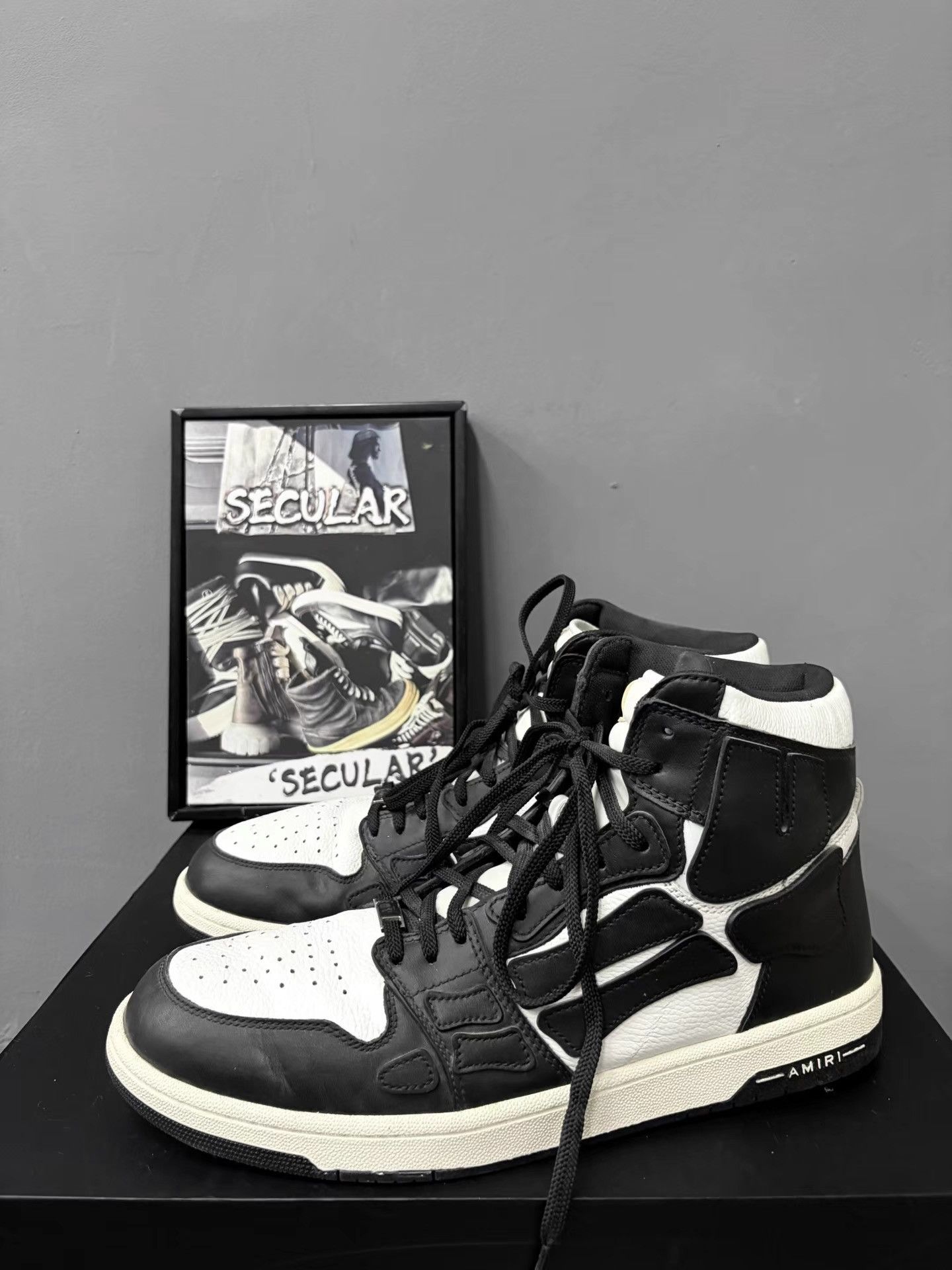 Amiri Amiri Skel-Toe Bone High-Top Black White Men's Sneakers K34 Size US 13 / EU 46 - 2 Thumbnail