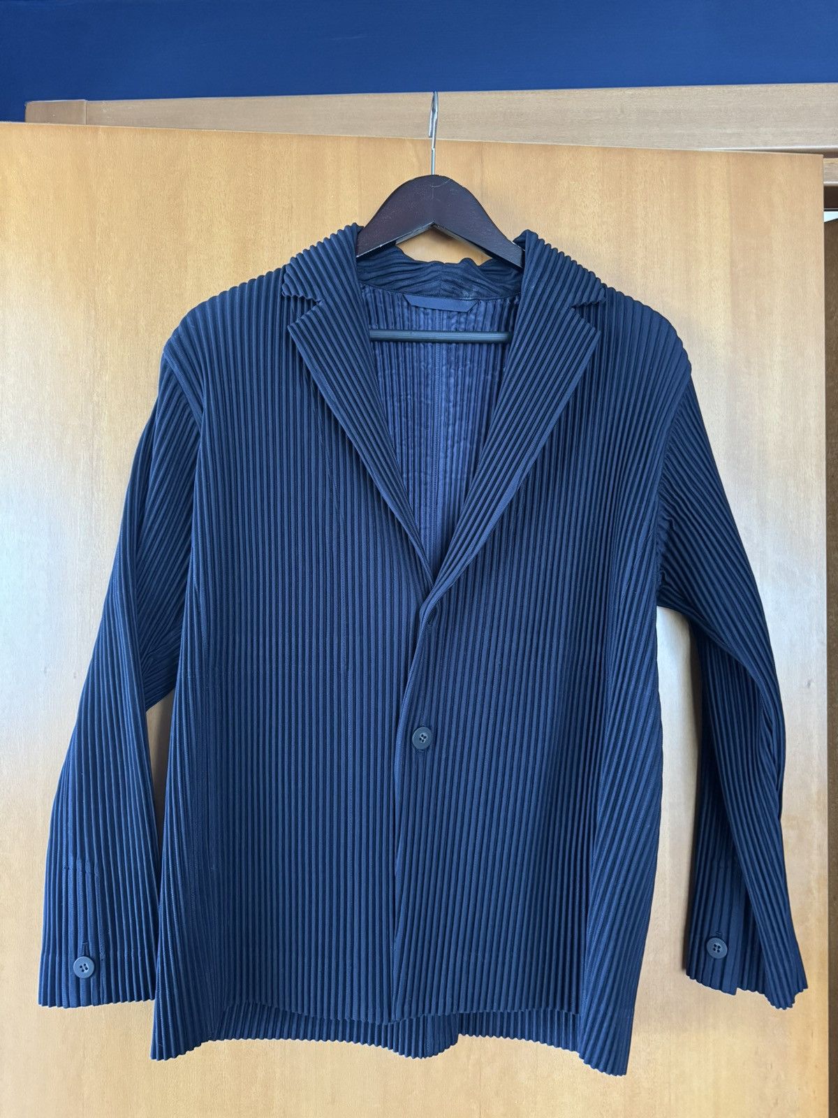Homme Plisse Issey Miyake Navy Homme Plisse Blazer - Size 1 Size 38R - 1 Thumbnail
