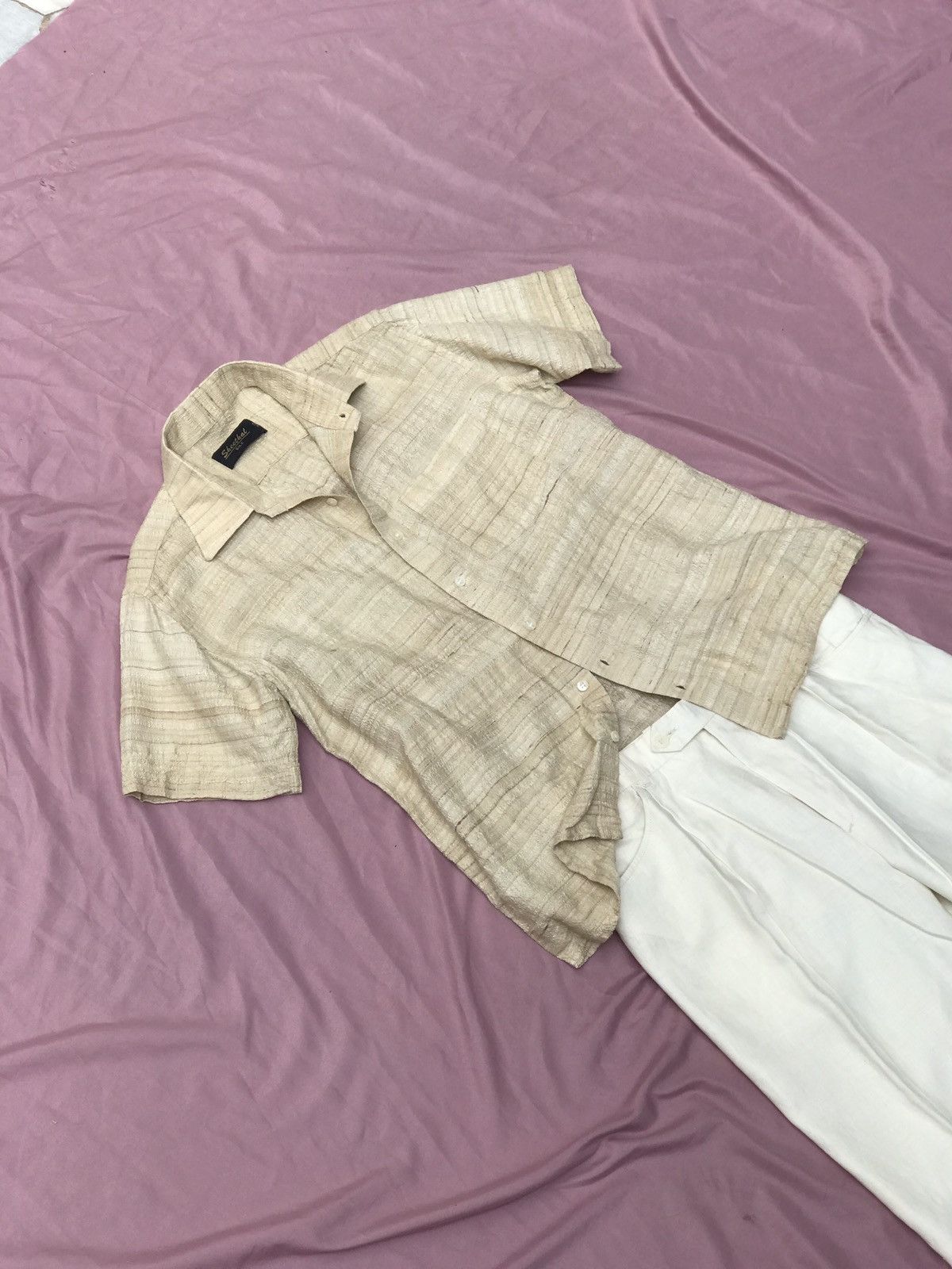 Other PURE RAW SILK TEXTURED CEOPPED SUMMER BUTTON UP Size US S / EU 44-46 / 1 - 4 Thumbnail