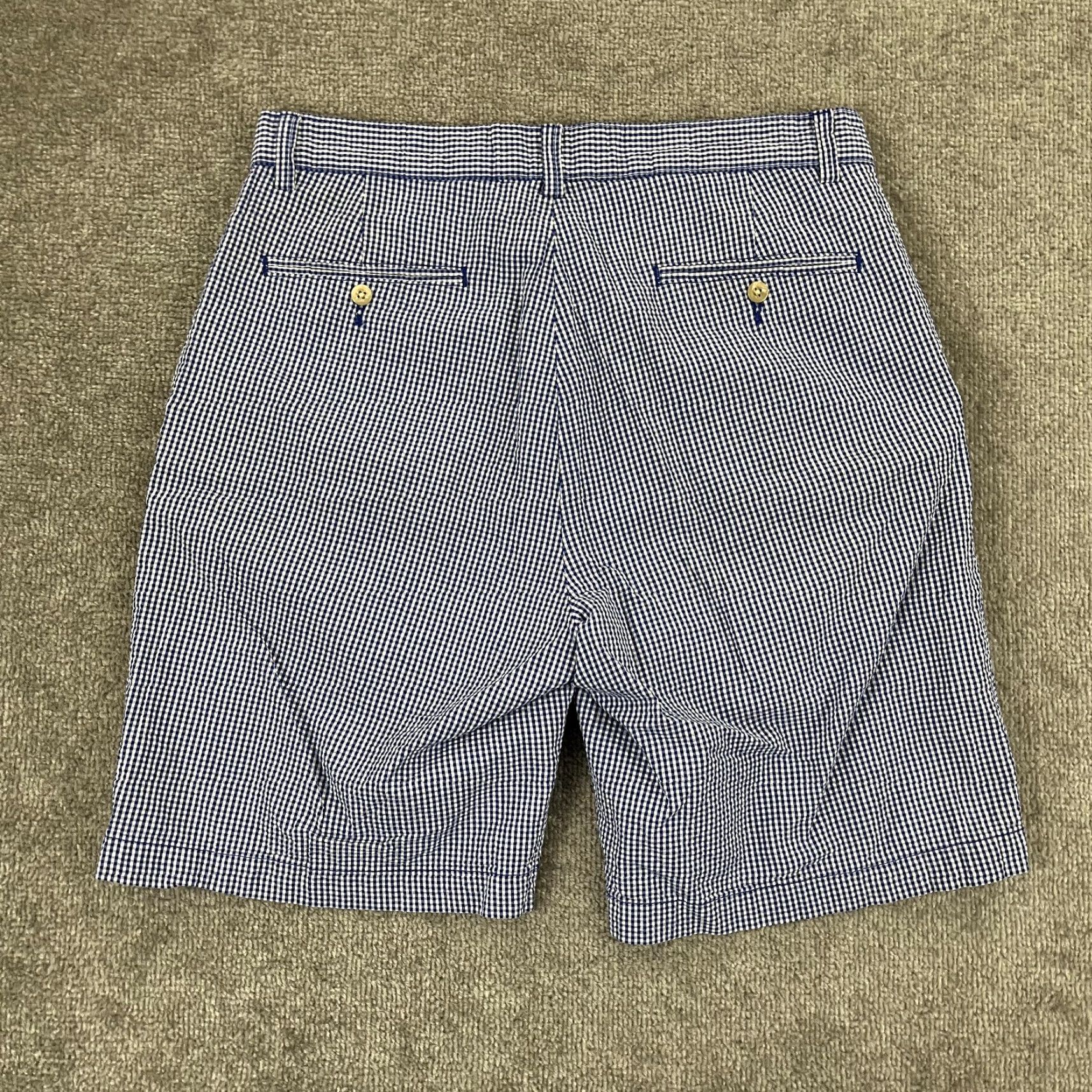 Polo Ralph Lauren POLO RALPH LAUREN Shorts Mens 33 x 8.5" White Blue Plaid Beach Preppy Casual Chino 5-Pocket Cotton Regular Mens Beach, Outdoor, Preppy Size US XS / EU 42 / 0 - 7 Thumbnail