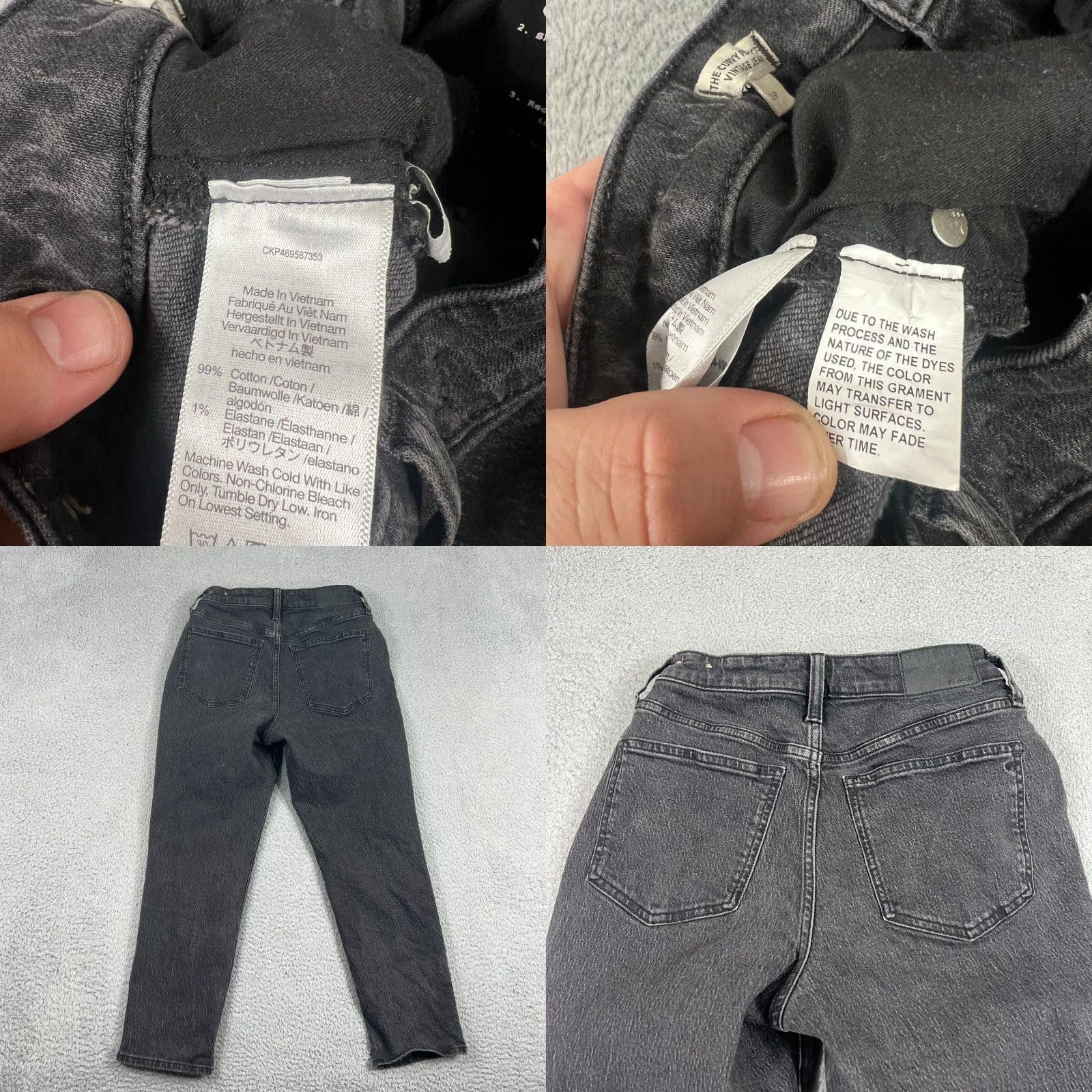 Madewell VINTAGE Madewell Jeans Womens 26P Regular Fit Straight Vintage Denim Black Wash, 5-Pocket, High Rise, Petites Size 26" / US 2 / IT 38 - 8 Thumbnail