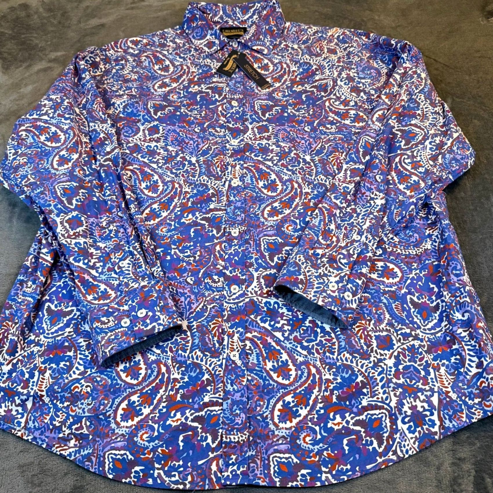 Cremieux Cremieux Button-Up Shirt Paisley Multicolor Long Sleeve 2XT Mens NWT 54 Chest Tall Man Stretch Cotton All Seasons Casual Party/Cocktail Size US XXL / EU 58 / 5 - 3 Thumbnail