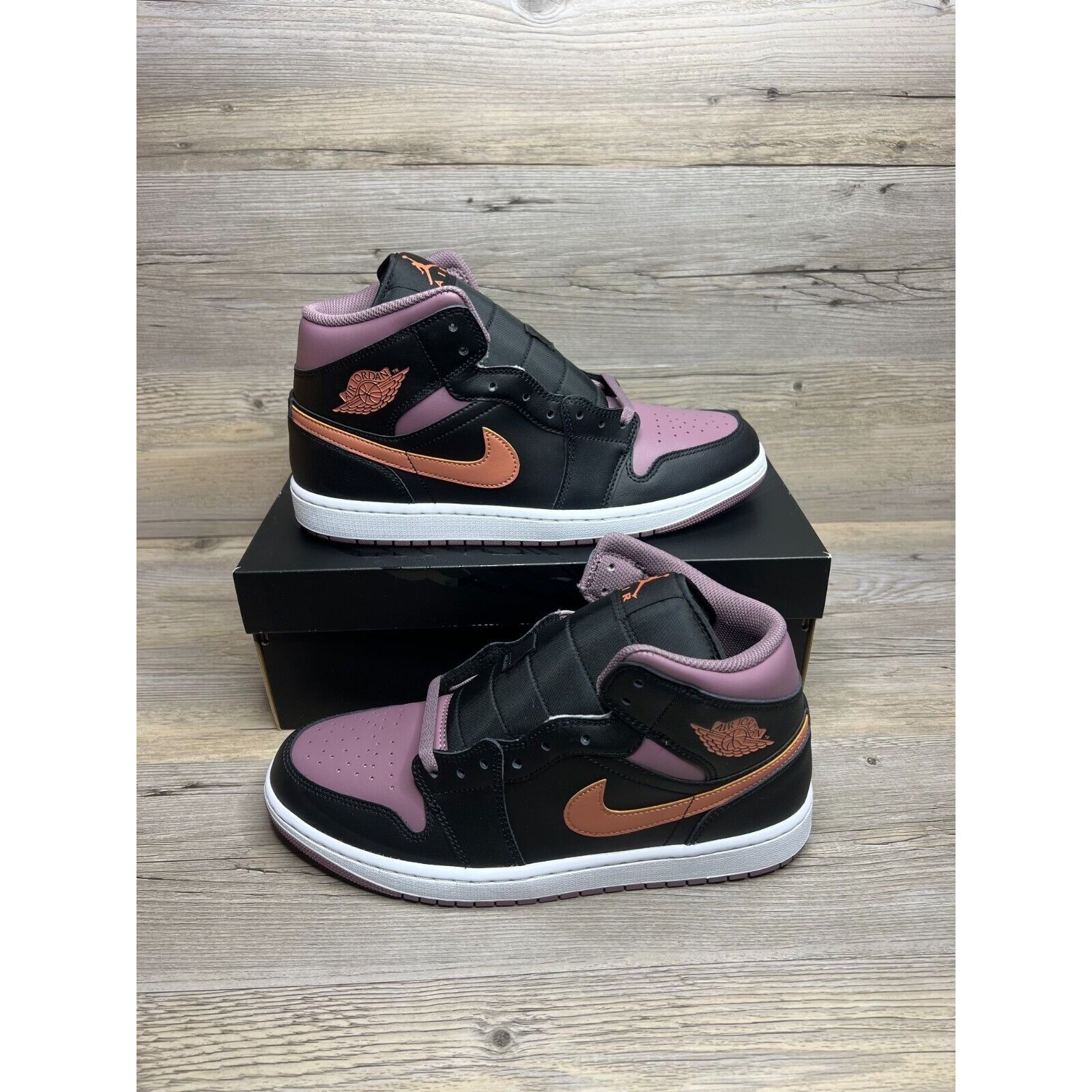 image of Nike Air Jordan 1 Mid Se Mens Size 13 Black Sky J Mauve Shoes