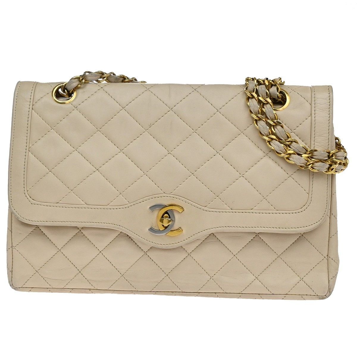 Chanel Chanel Vintage Two Tone CC Flap Bag Quilted Lambskin Size ONE SIZE - 1 Thumbnail