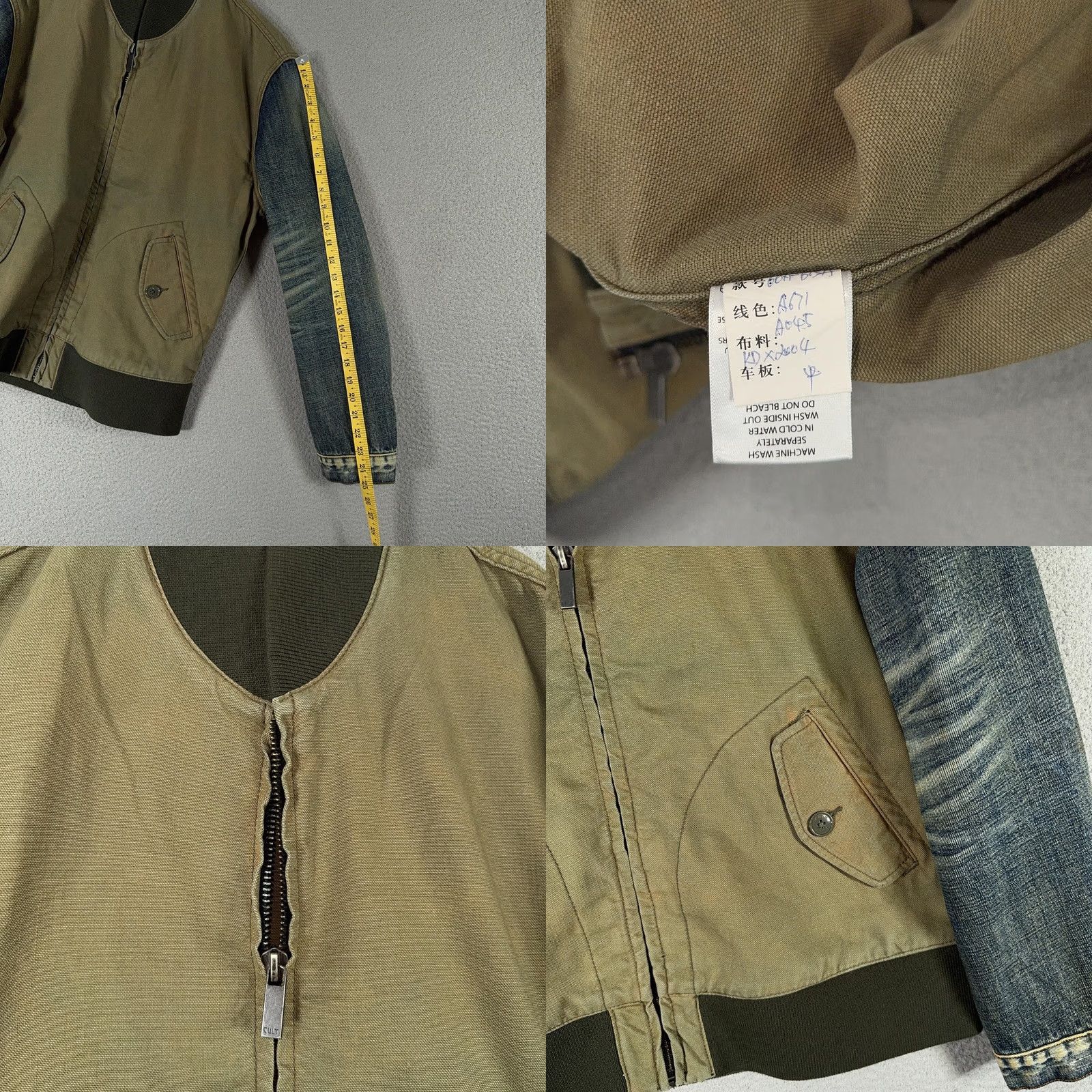 Cult Of Individuality VINTAGE Cult of Individuality Bomber Jacket Men M Denim Distressed RK Lobster Print Green Two Tone with Pockets ZIP Front Size US M / EU 48-50 / 2 - 8 Thumbnail