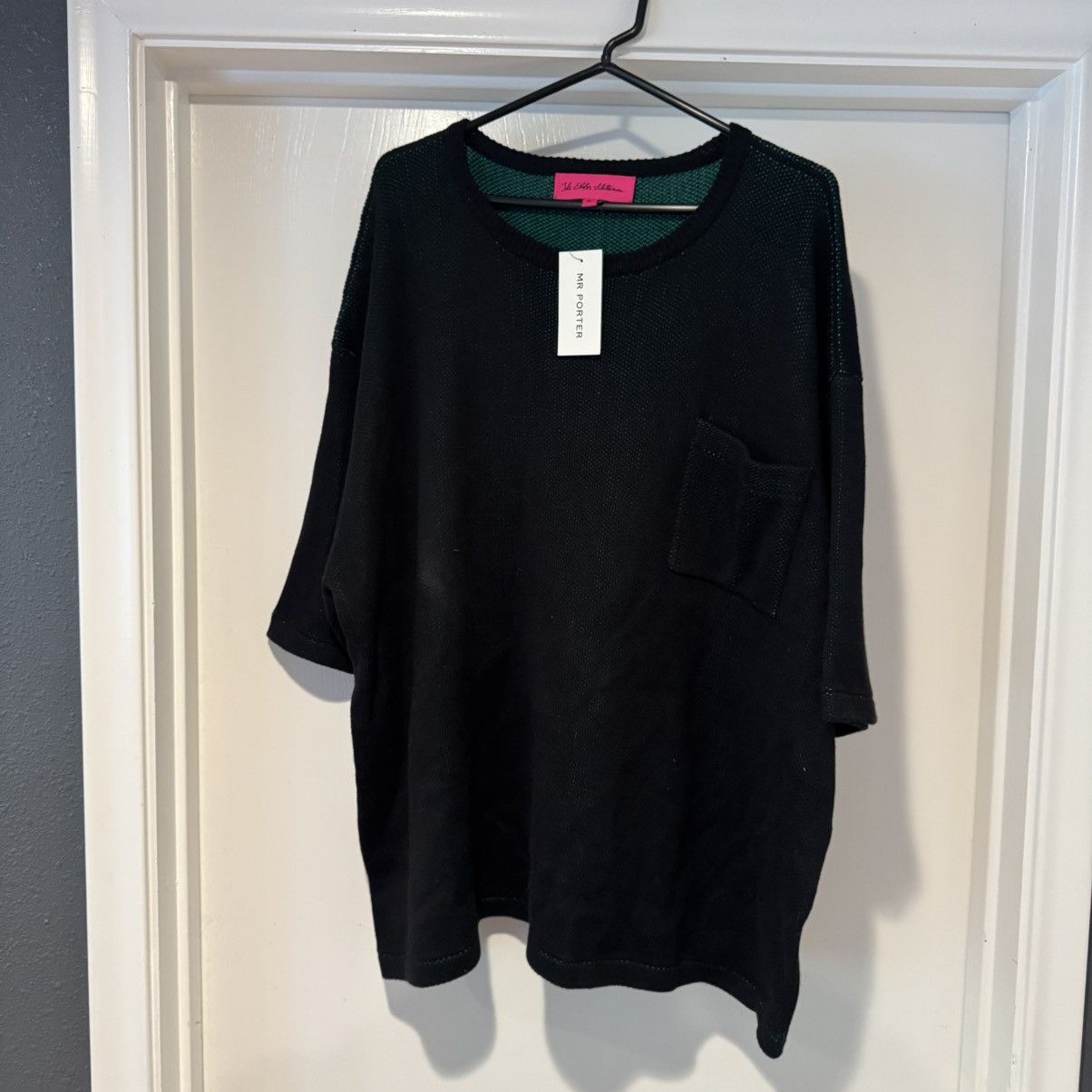 Black The Elder Statesman Scoop Neck Knit T Shirt XL NWT New