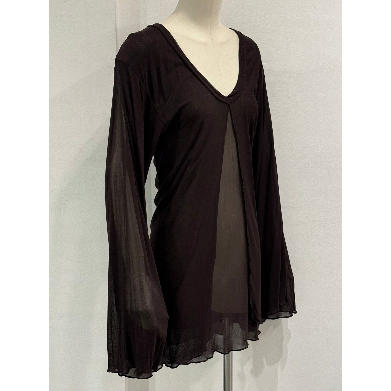 Saint Laurent Paris 2000s Yves Saint Laurent by Tom Ford hybrid sheer blouse Size L / US 10 / IT 46 - 2 Thumbnail